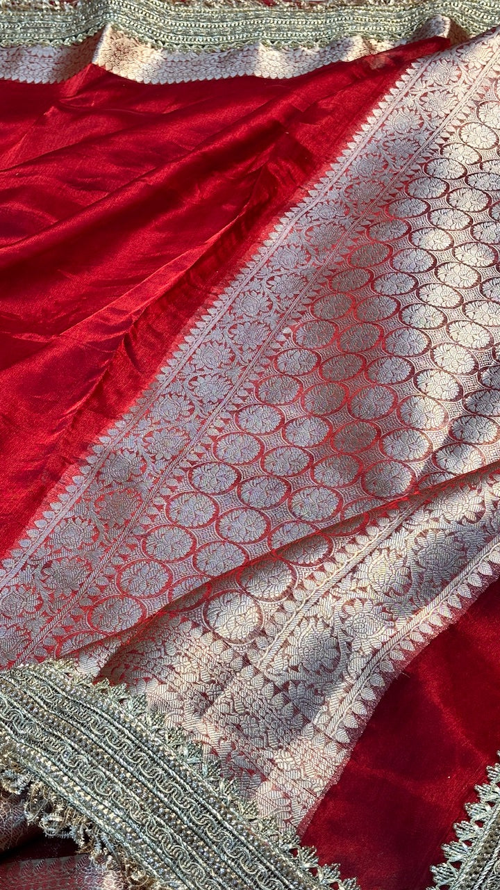 Red Banarasi Tissue Silk Handwoven Saree