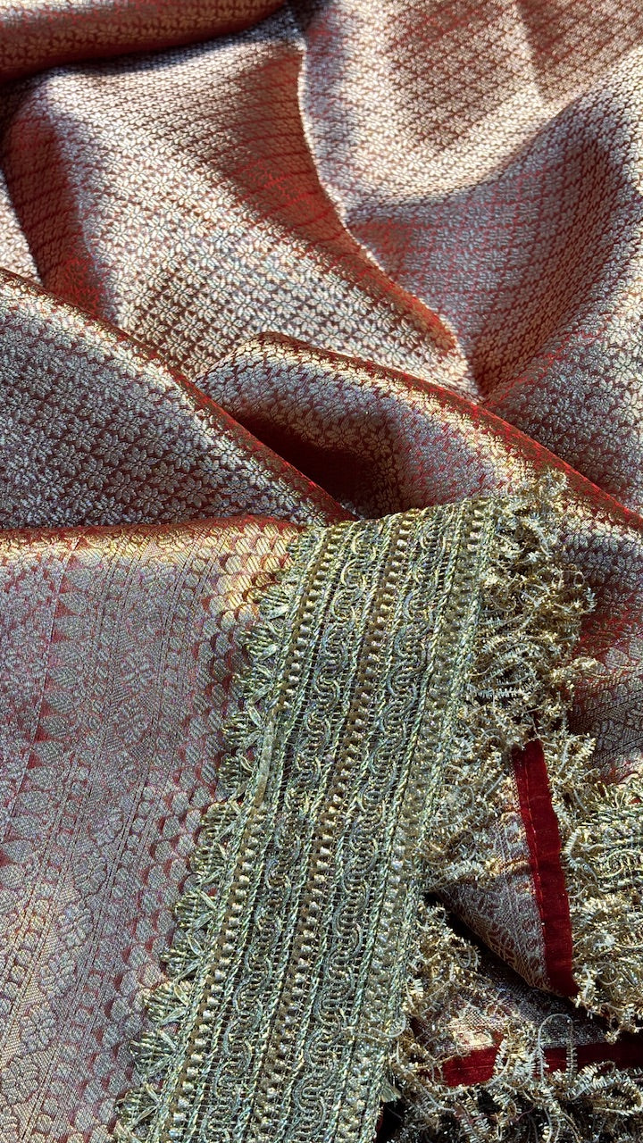 Red Banarasi Tissue Silk Handwoven Saree