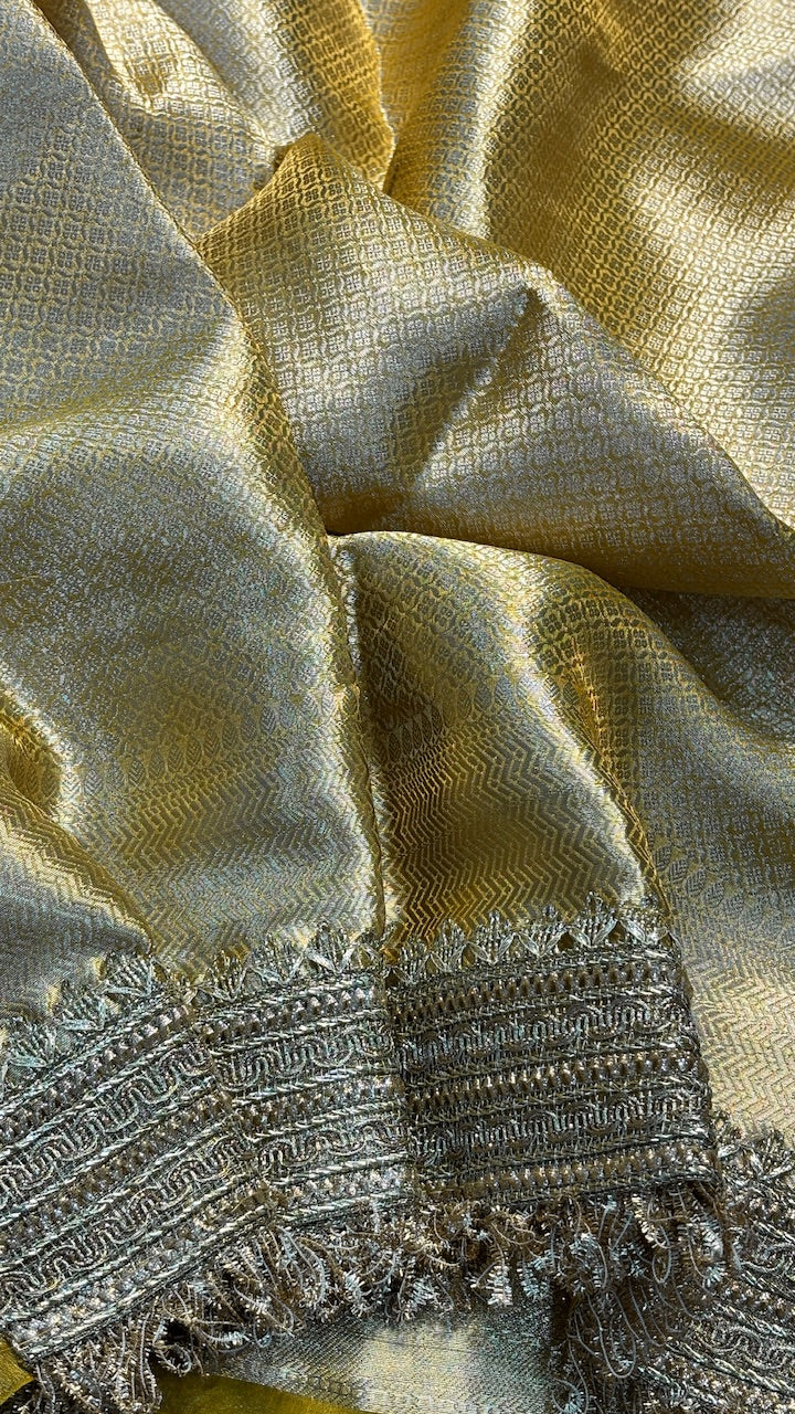 Orange Banarasi Tissue Silk Handwoven Saree