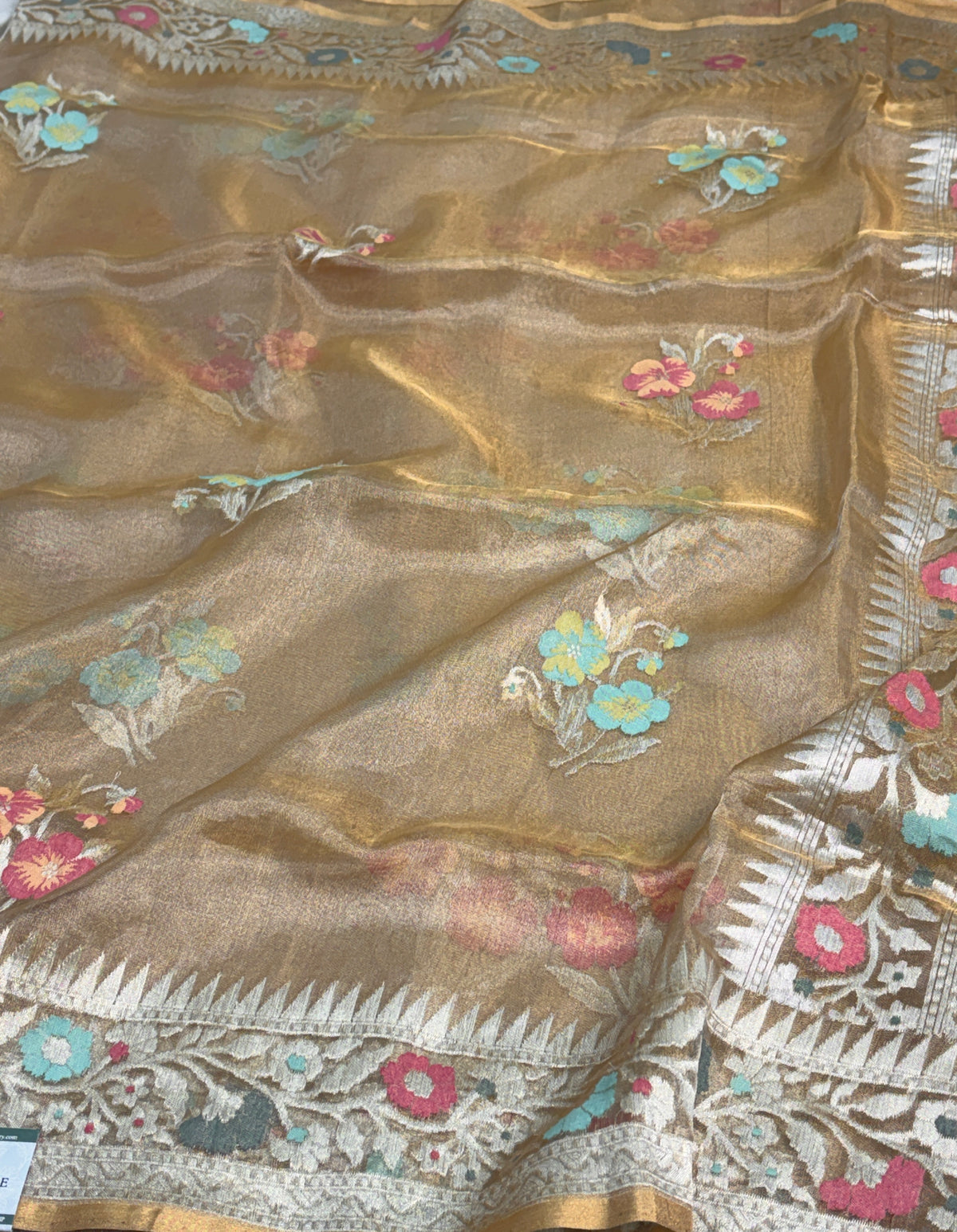 Champagne Gold Pure Banarasi Tissue Saree