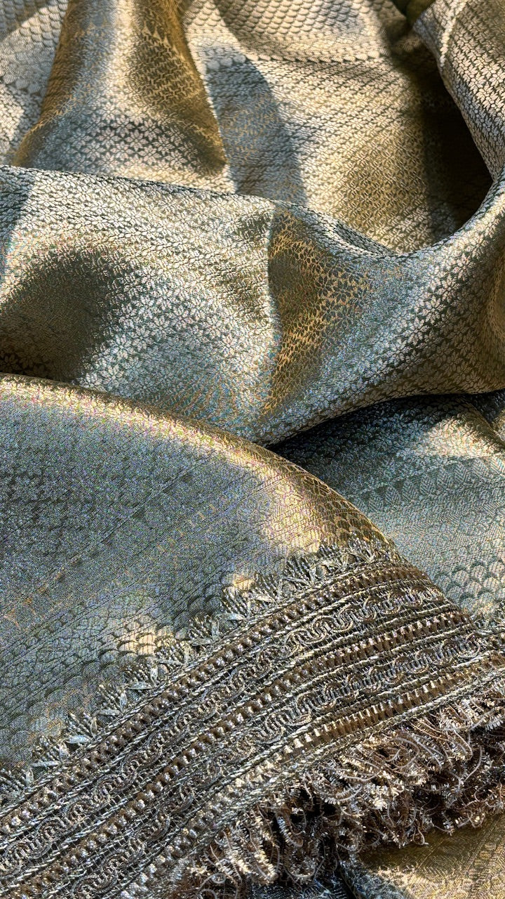 Green Banarasi Tissue Silk Handwoven Saree