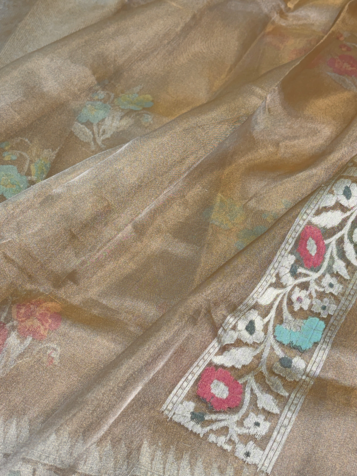 Champagne Gold Pure Banarasi Tissue Saree