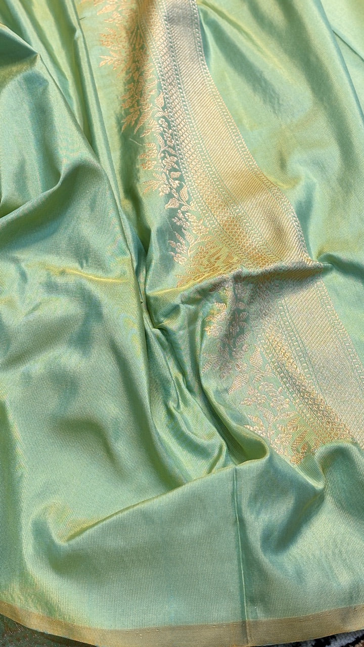Olive Green Pure Banarasi Katan Silk Handloom Saree