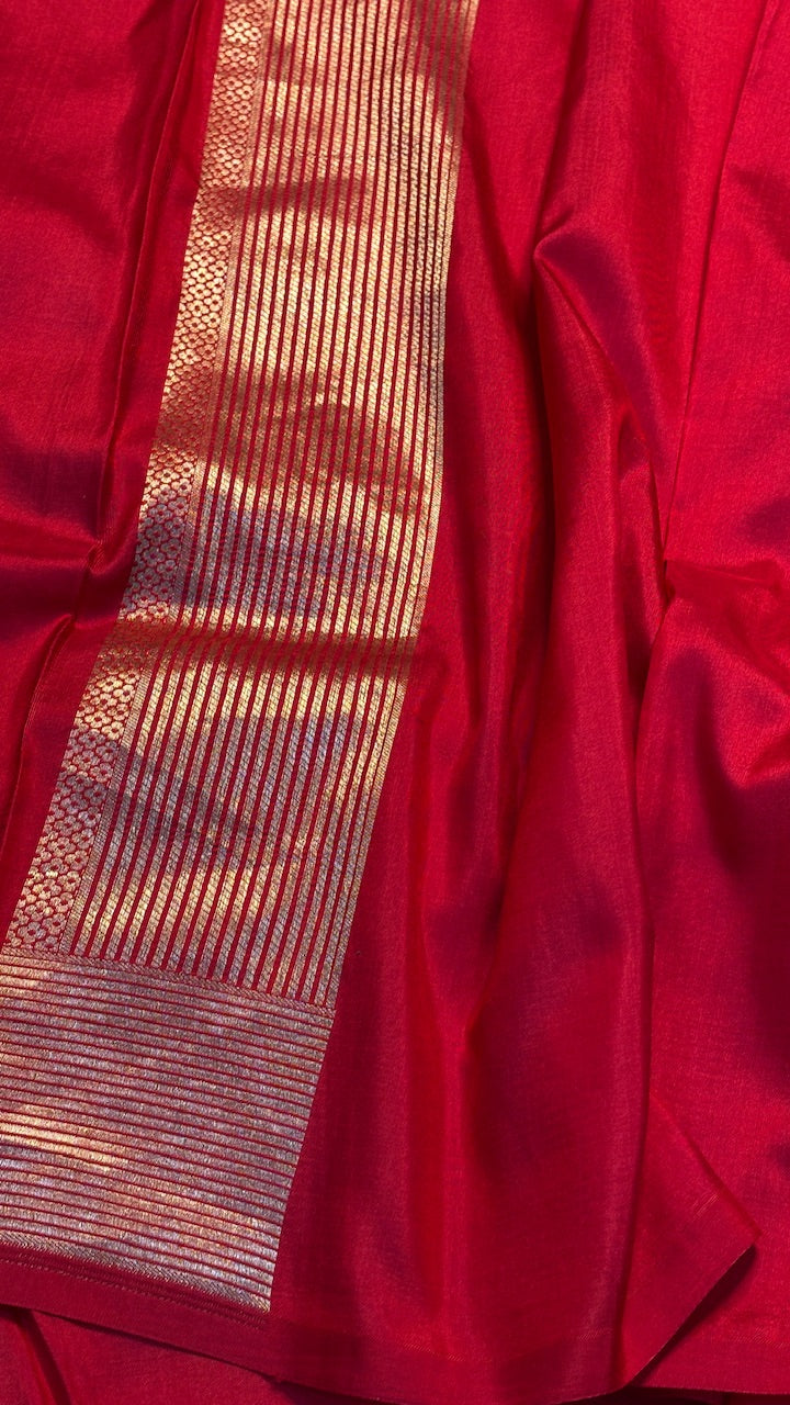 Red Banarasi Katan Brocade Silk Saree