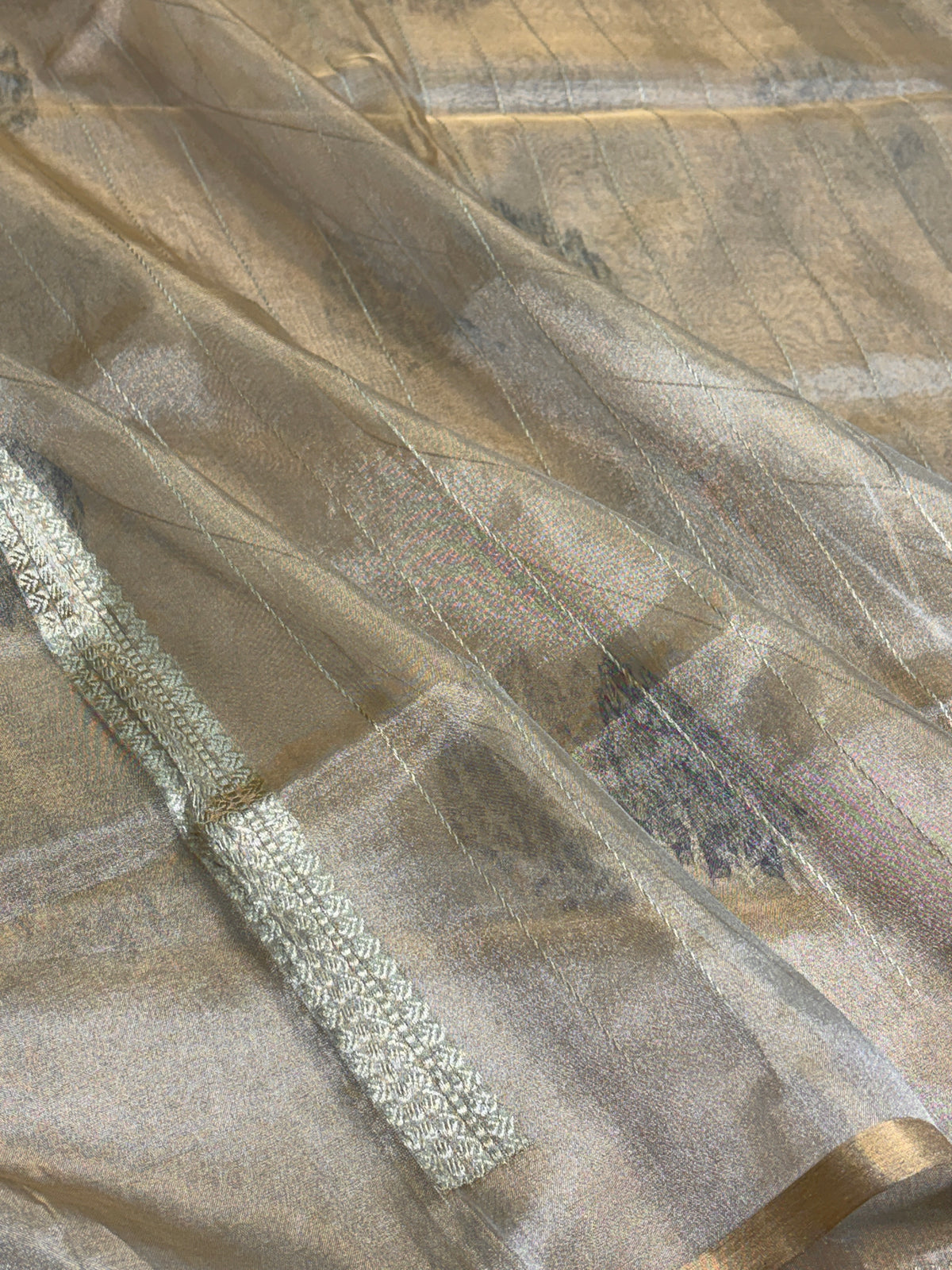 Champagne Gold Pure Banarasi Tissue Saree