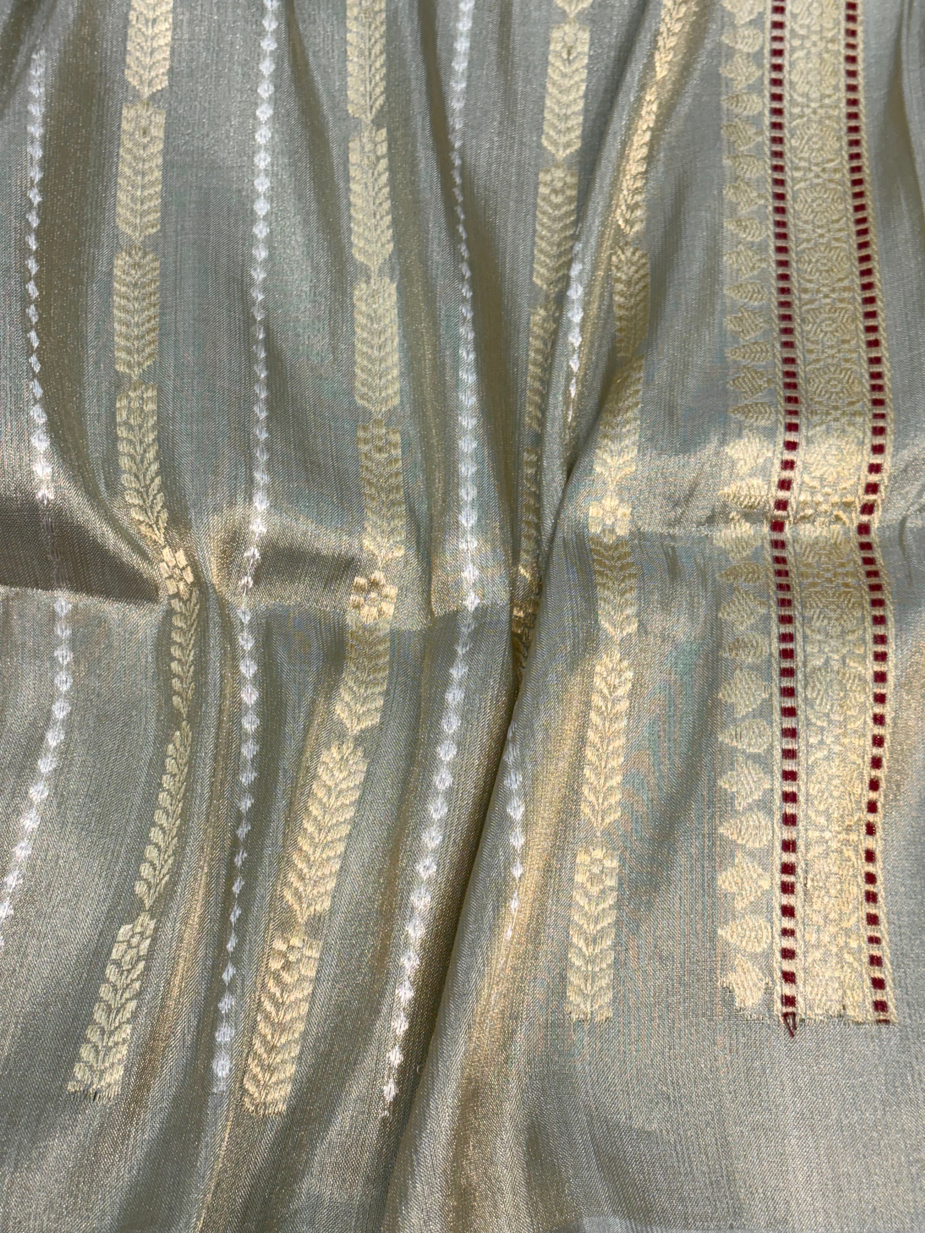 Grey Tissue Sona Rupa Buta Banarasi Silk Saree