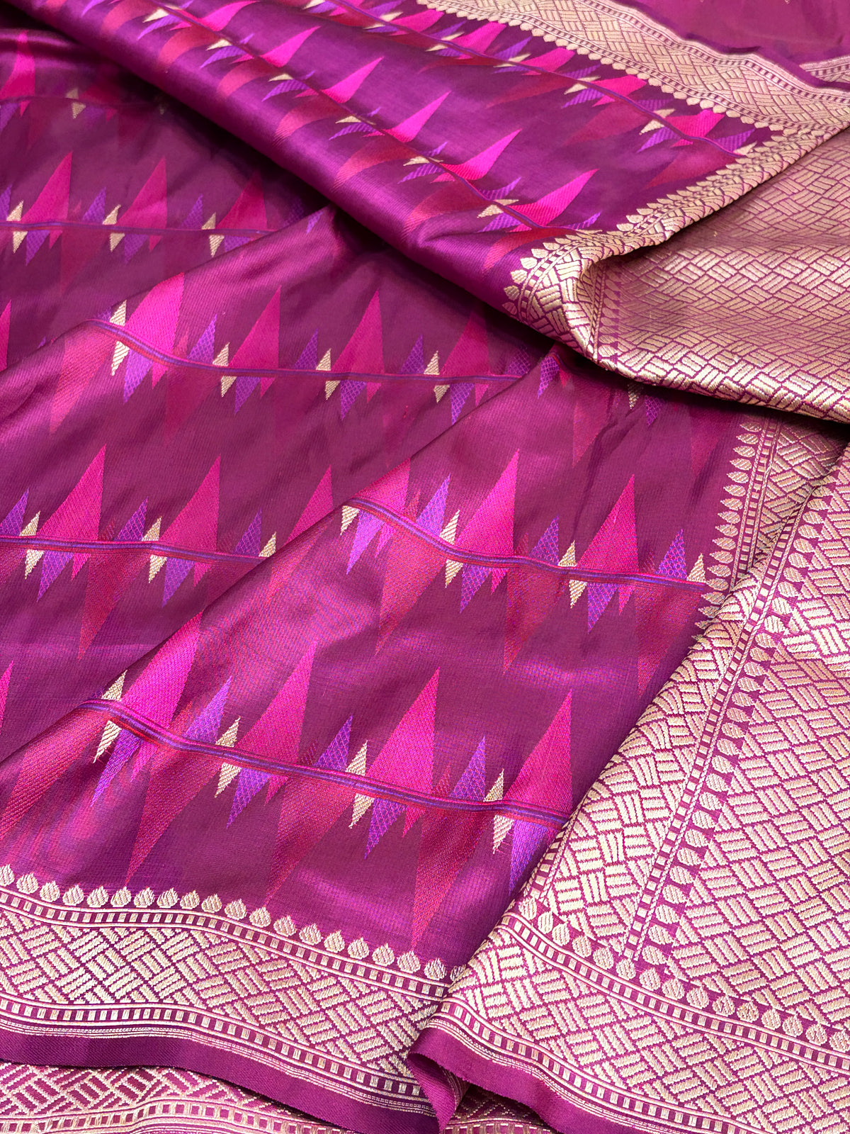 Rani Pink Pure Banarasi Satin Silk Saree