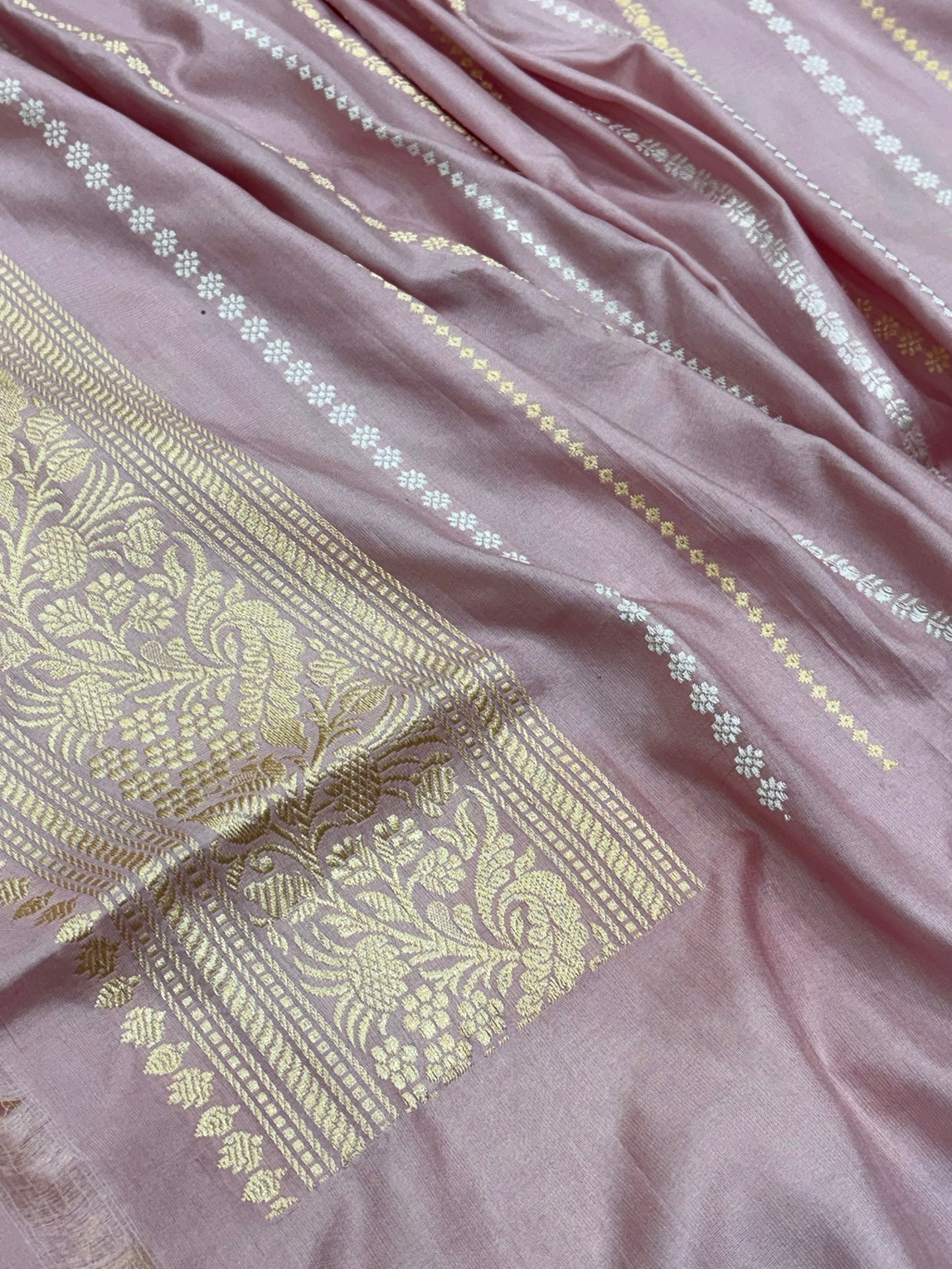 Pink Banarasi Pure Katan Silk Handwoven Saree