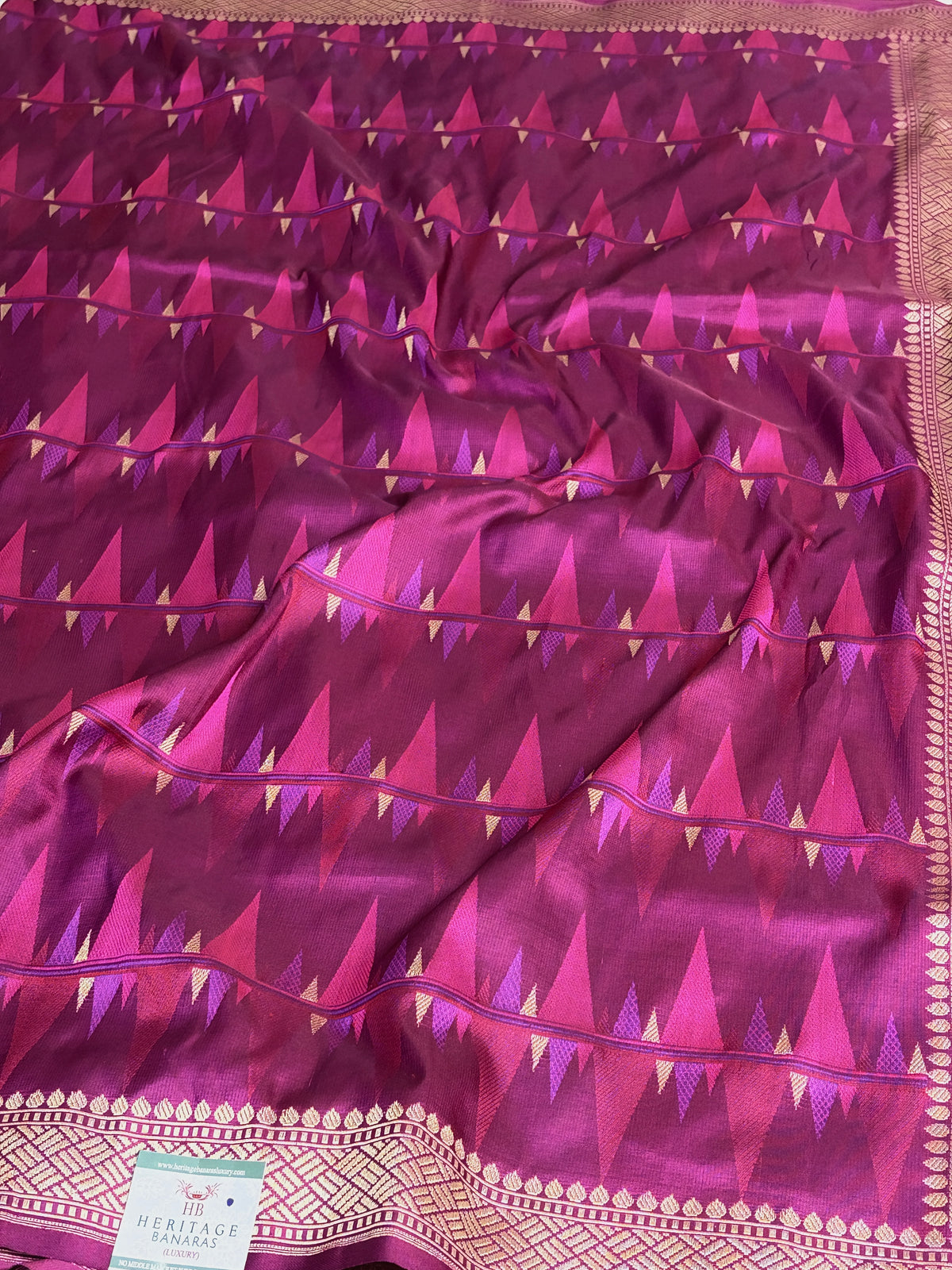 Rani Pink Pure Banarasi Satin Silk Saree