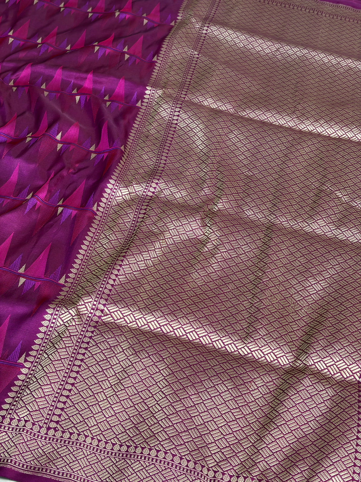 Rani Pink Pure Banarasi Satin Silk Saree
