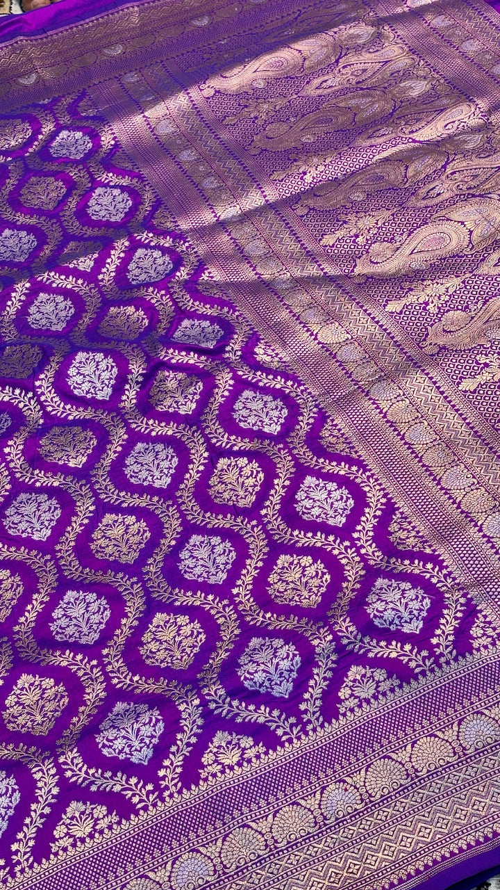 Purple Pure Banarasi Katan Silk Saree