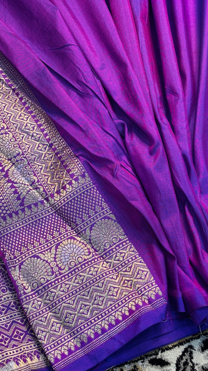 Purple Pure Banarasi Katan Silk Saree