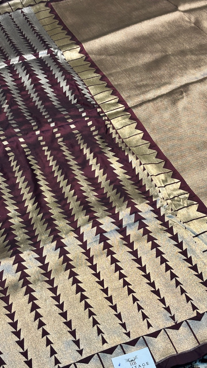 Coffee Brown Pure Banarasi Katan Silk Handloom Saree