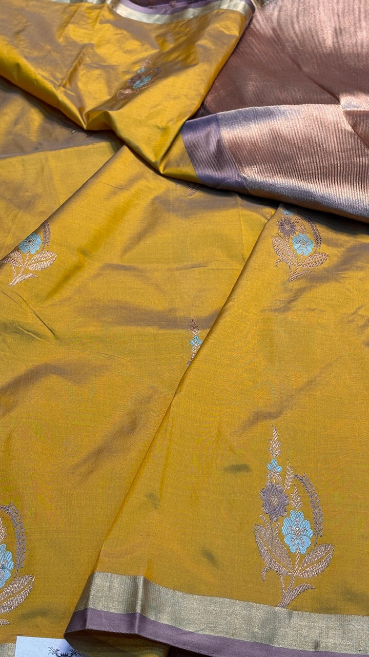 Mustard Gold Pure Banarasi Katan Silk handloom Saree