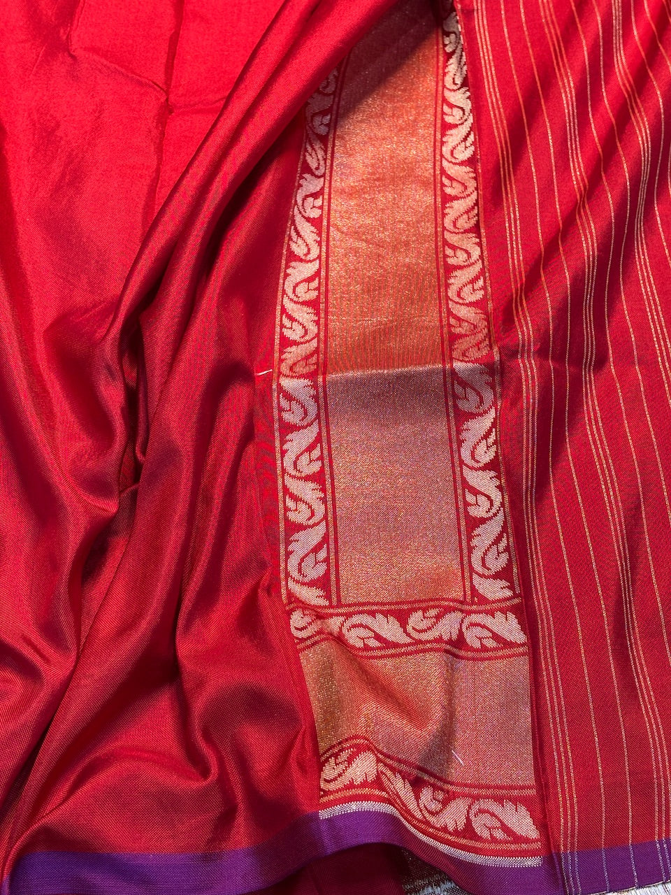 Red Silk Jamdani Saree with Zari Weaves