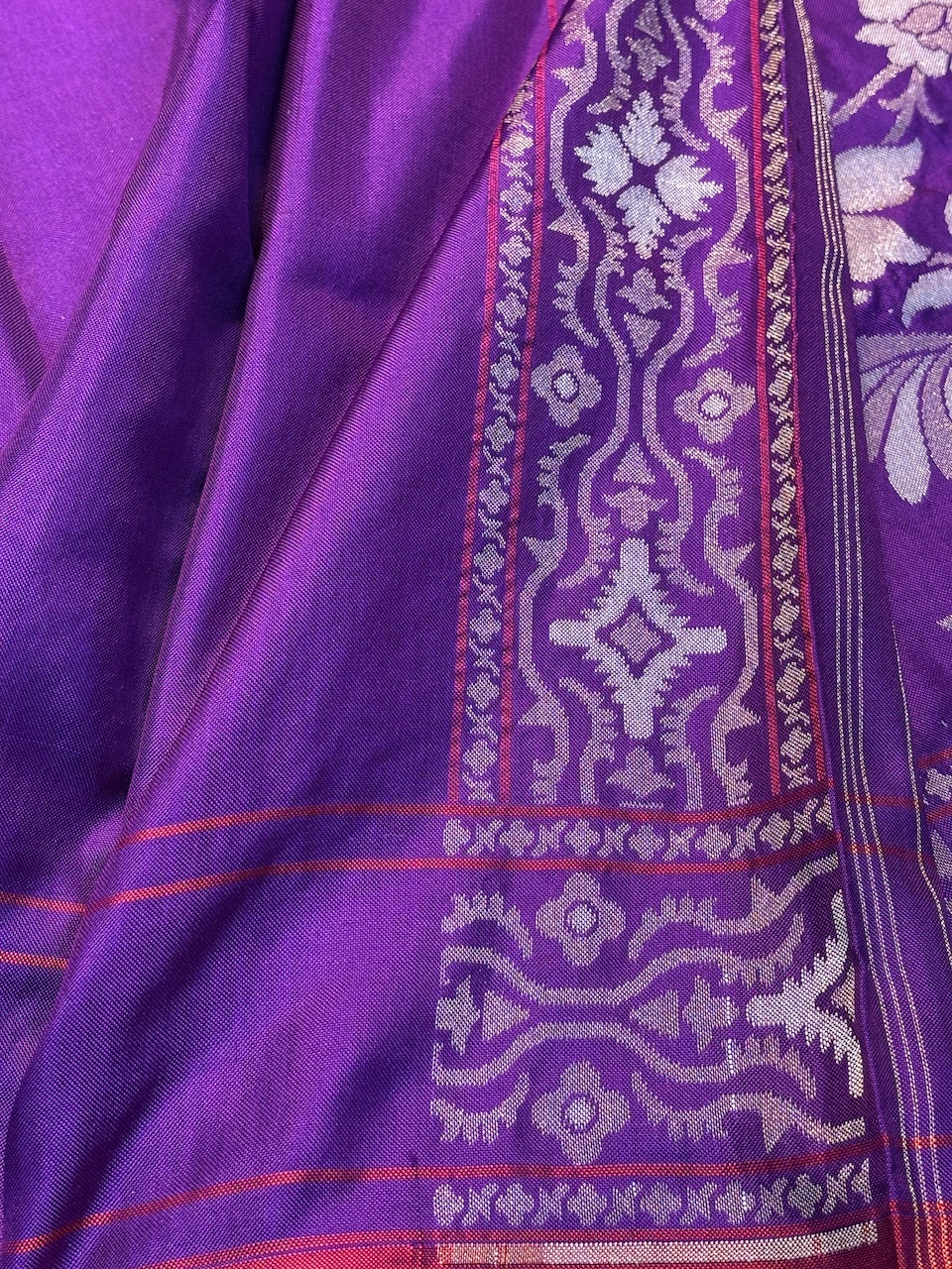 Purple Silk Jamdani Saree with Zari Weaves