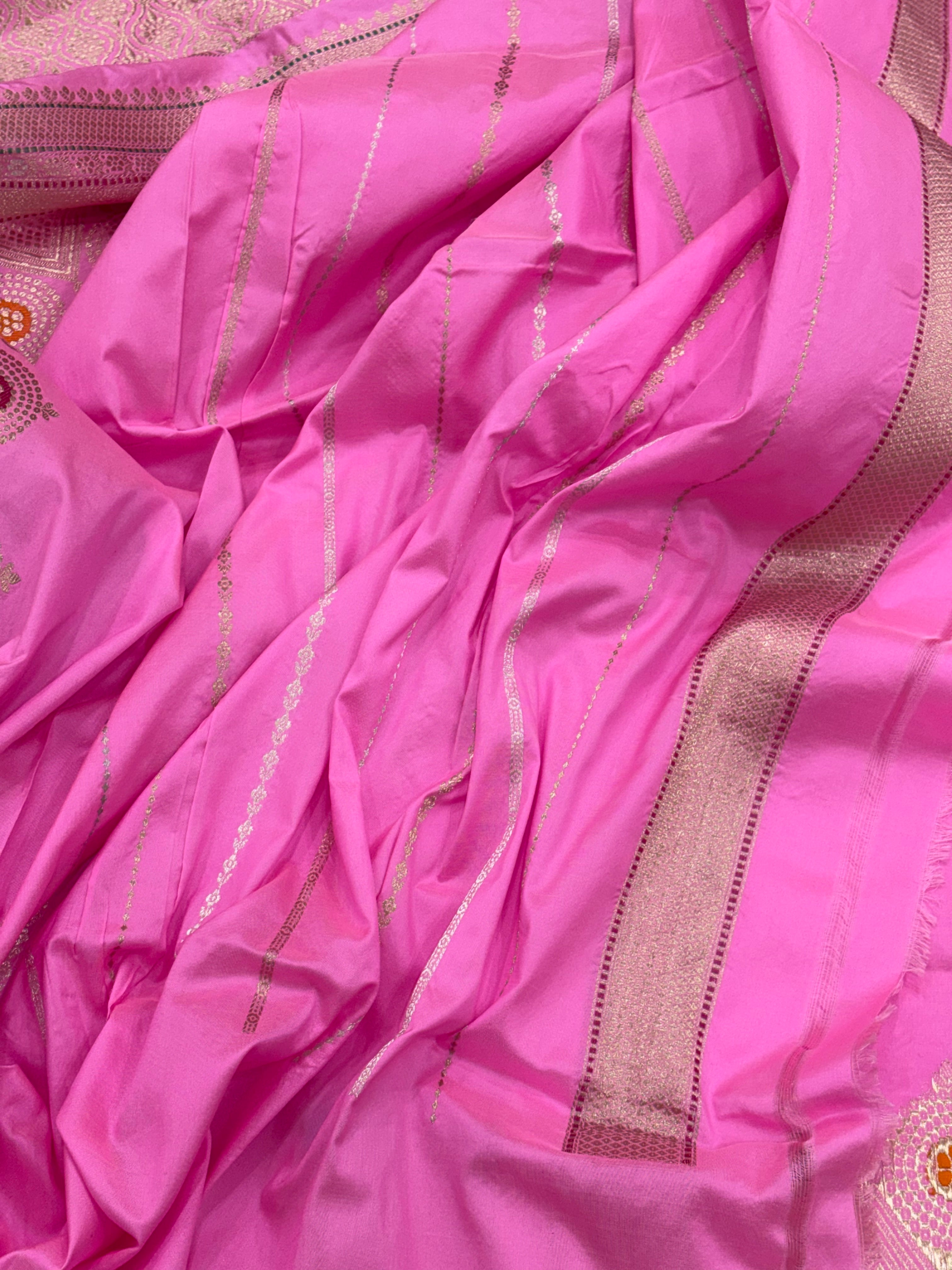 Pink Banarasi Pure Katan Silk Handwoven Saree