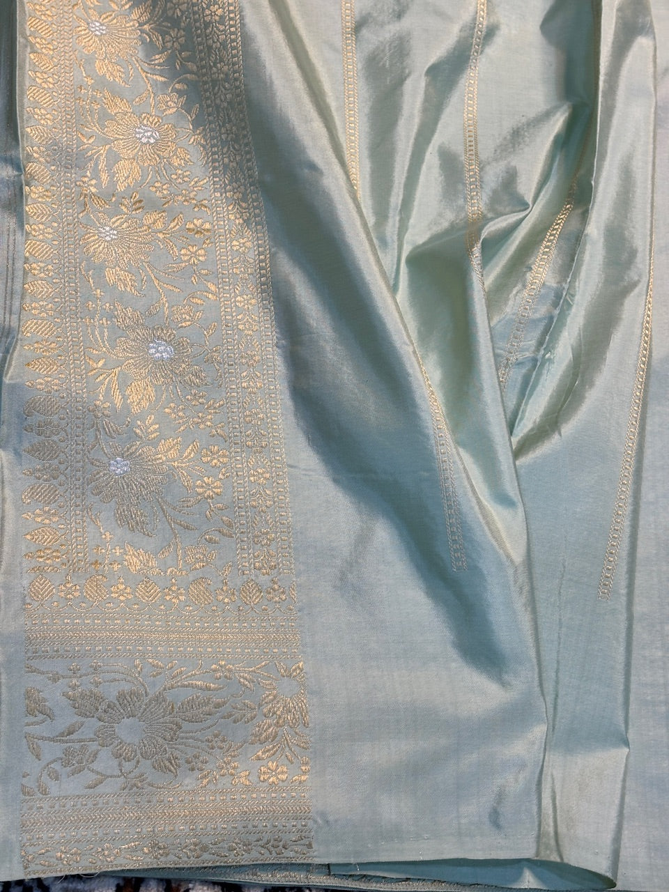 Sage Gold Pure Banarasi Rangkaat Silk handloom Saree