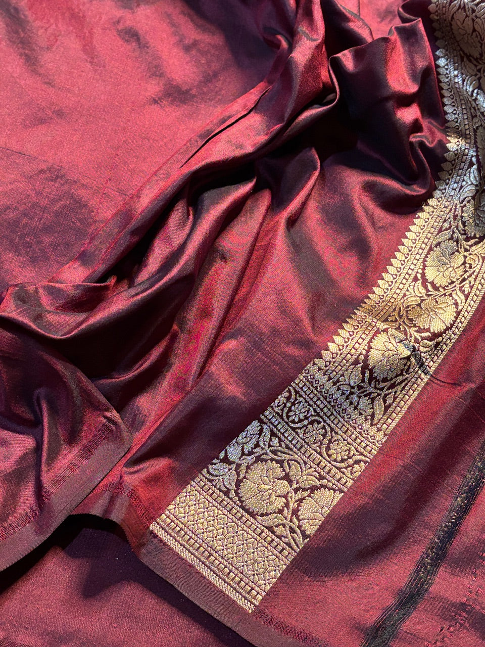 Coffee Brown Pure Banarasi Katan Silk Saree