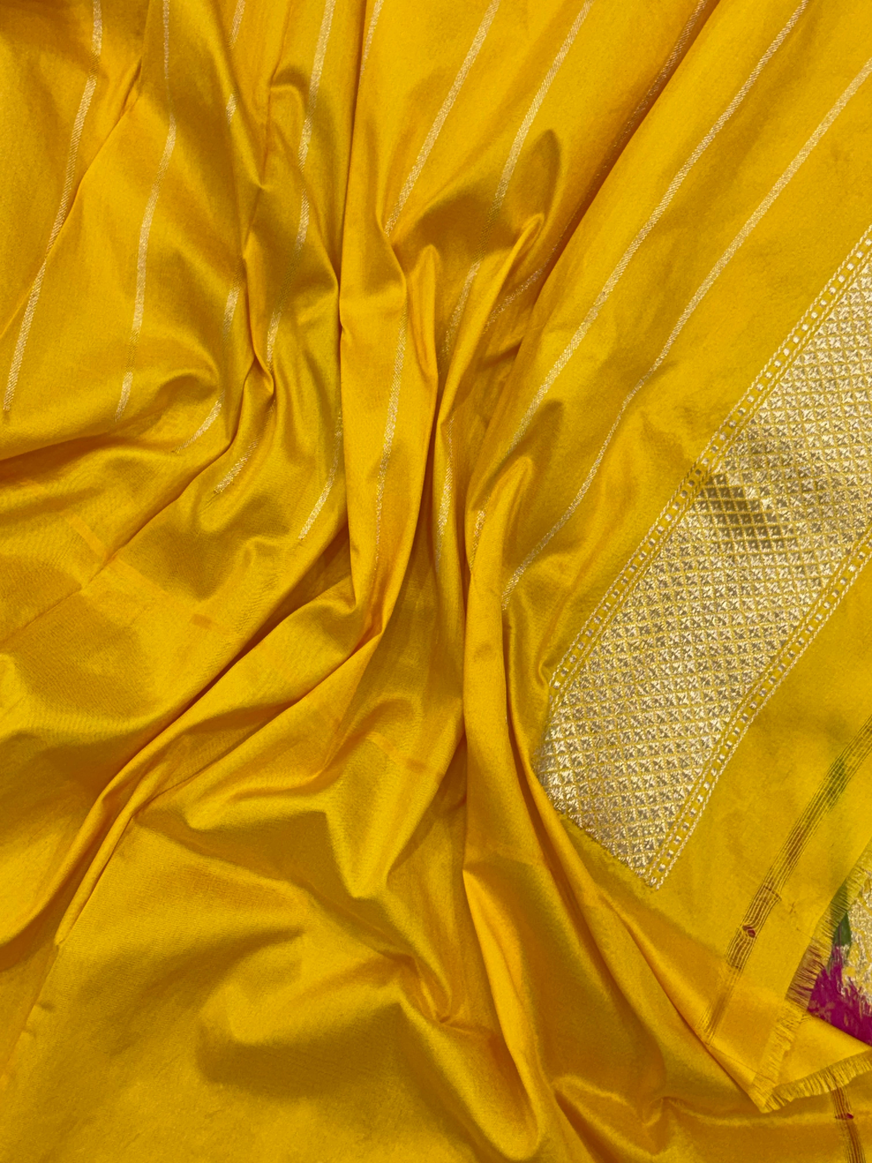 Hot Pink Pure Banarasi Ektara Silk Handwoven Saree