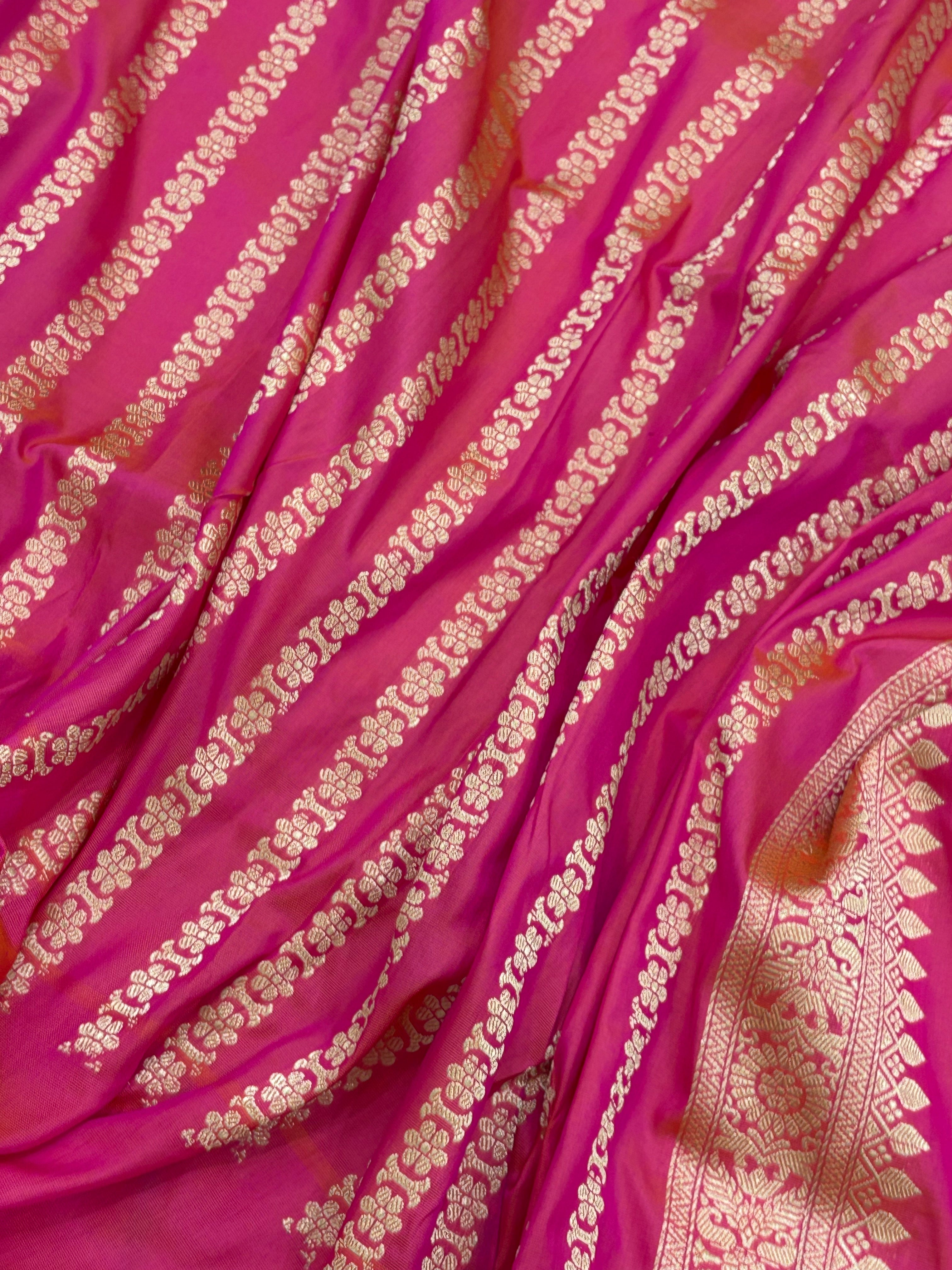 Peach Pure Banarasi Ektara Silk Handwoven Saree