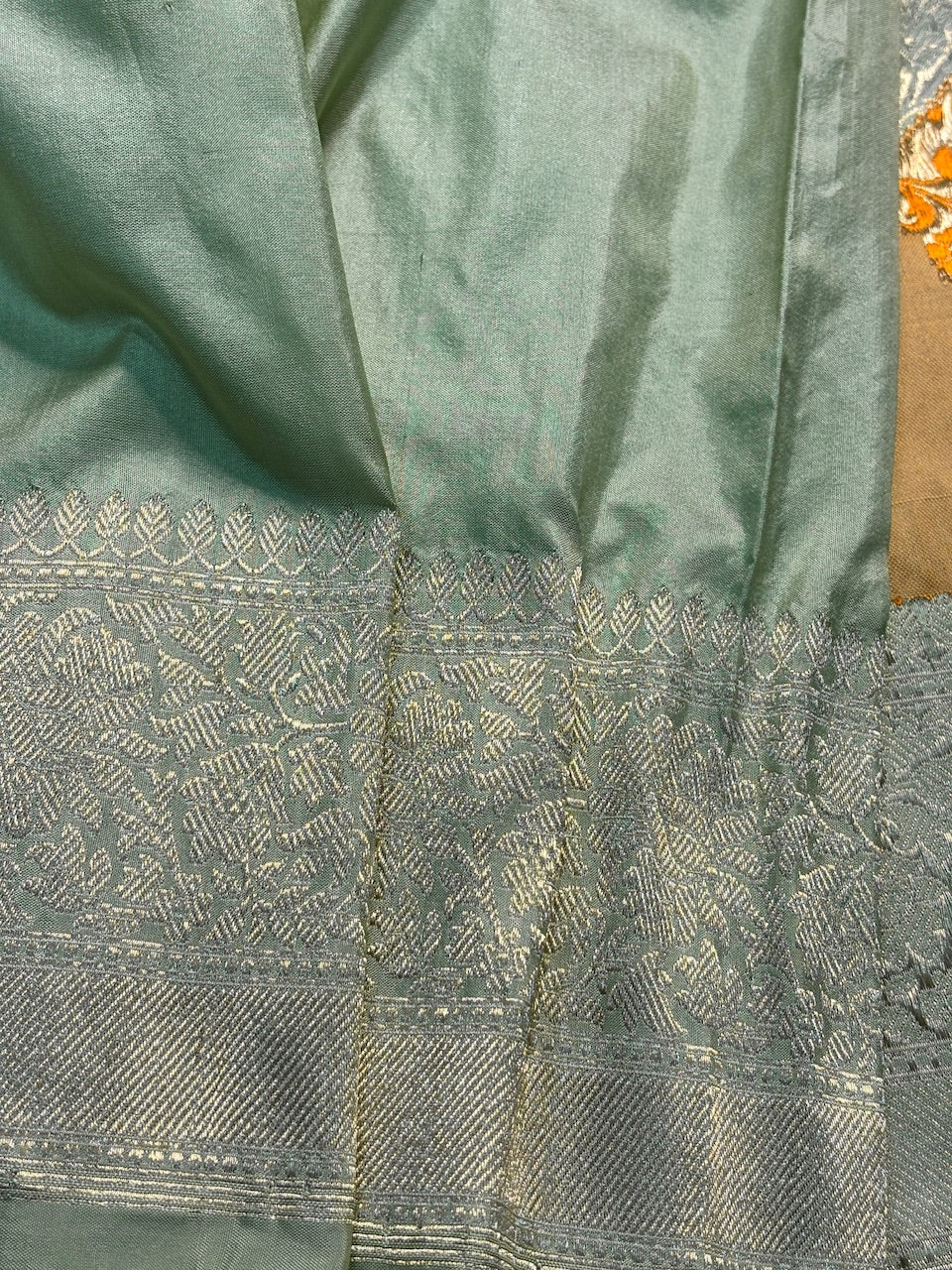 Olive Green Pure Banarasi Rangkaat Katan Silk Saree