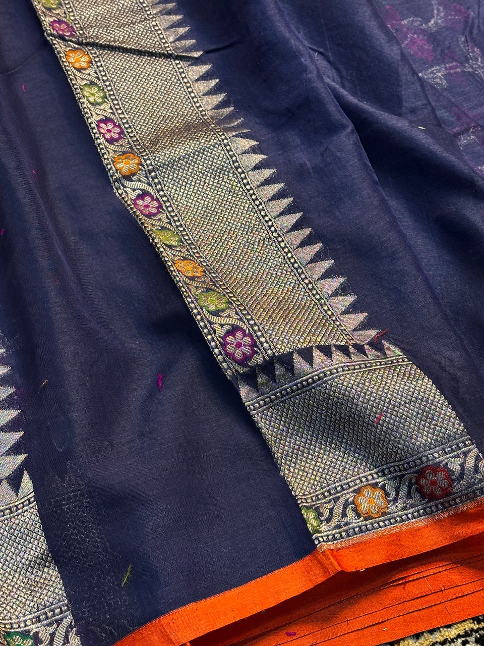 Black Pure Banarasi cotton Jamdani Saree