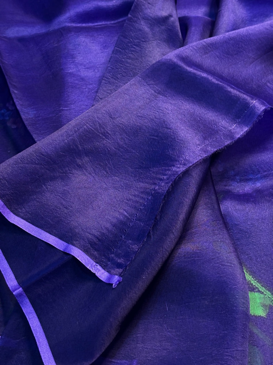 Royal Purple Pure Sheer Organza Handprinted Saree