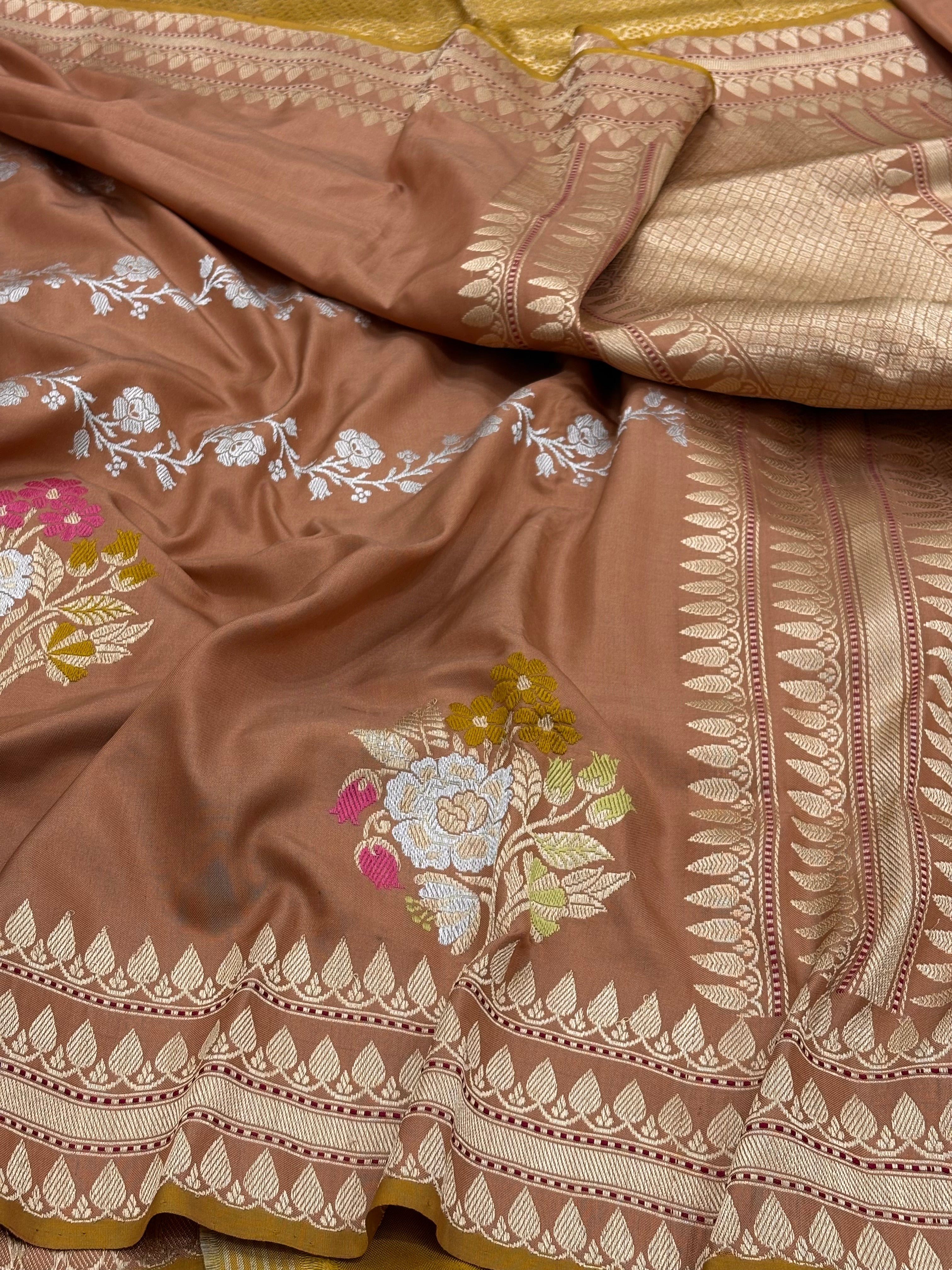 Coffee BrownBanarasi Pure Katan Silk Handwoven Saree