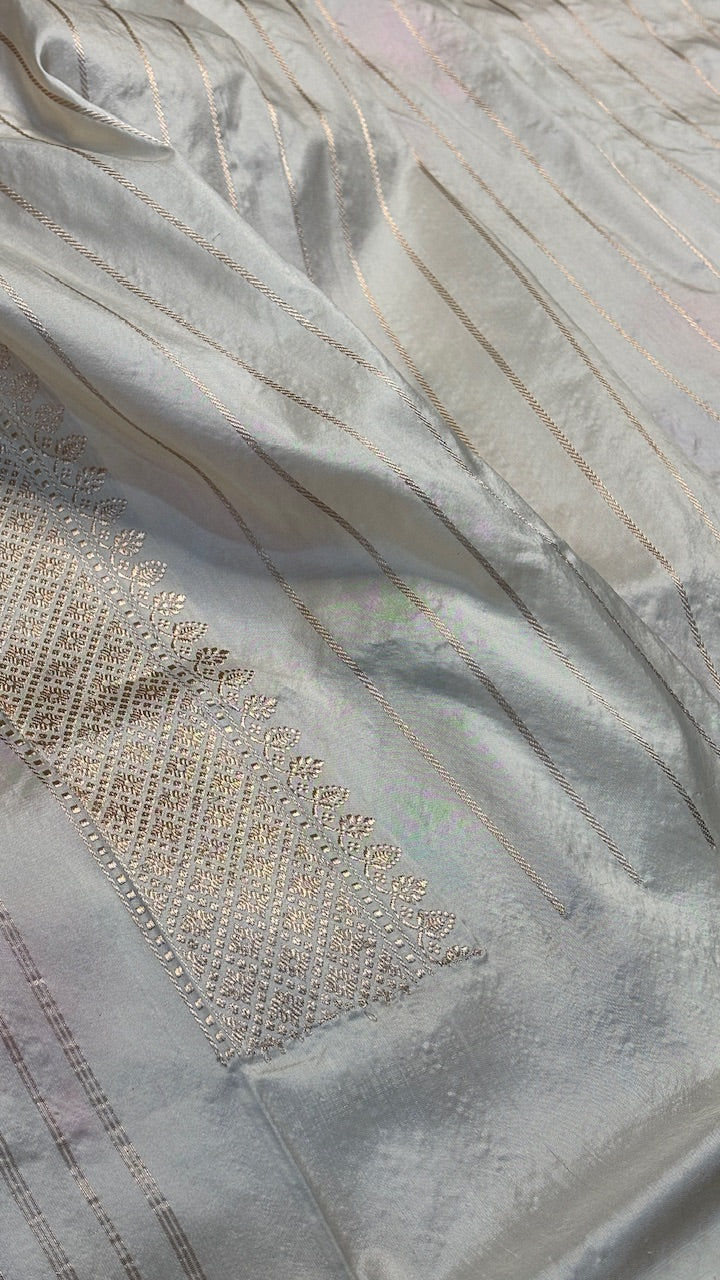 Ivory Pure Banarasi Rangkaat Katan Silk Saree