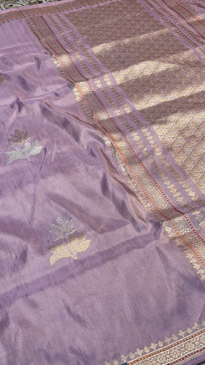 Lavender Tissue Banarasi Silk Handwoven Saree