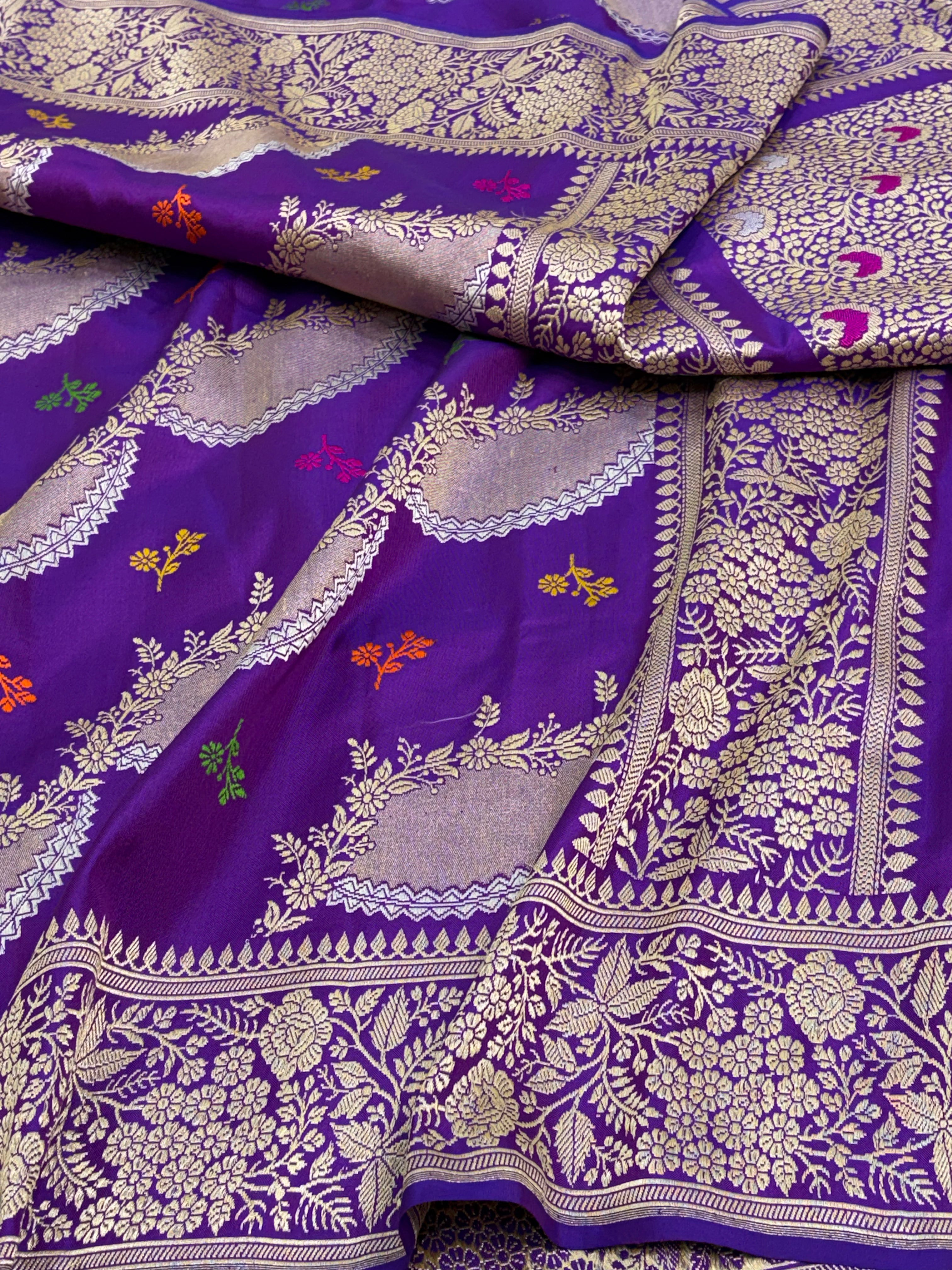 Purple Banarasi Ektara Jaal Saree