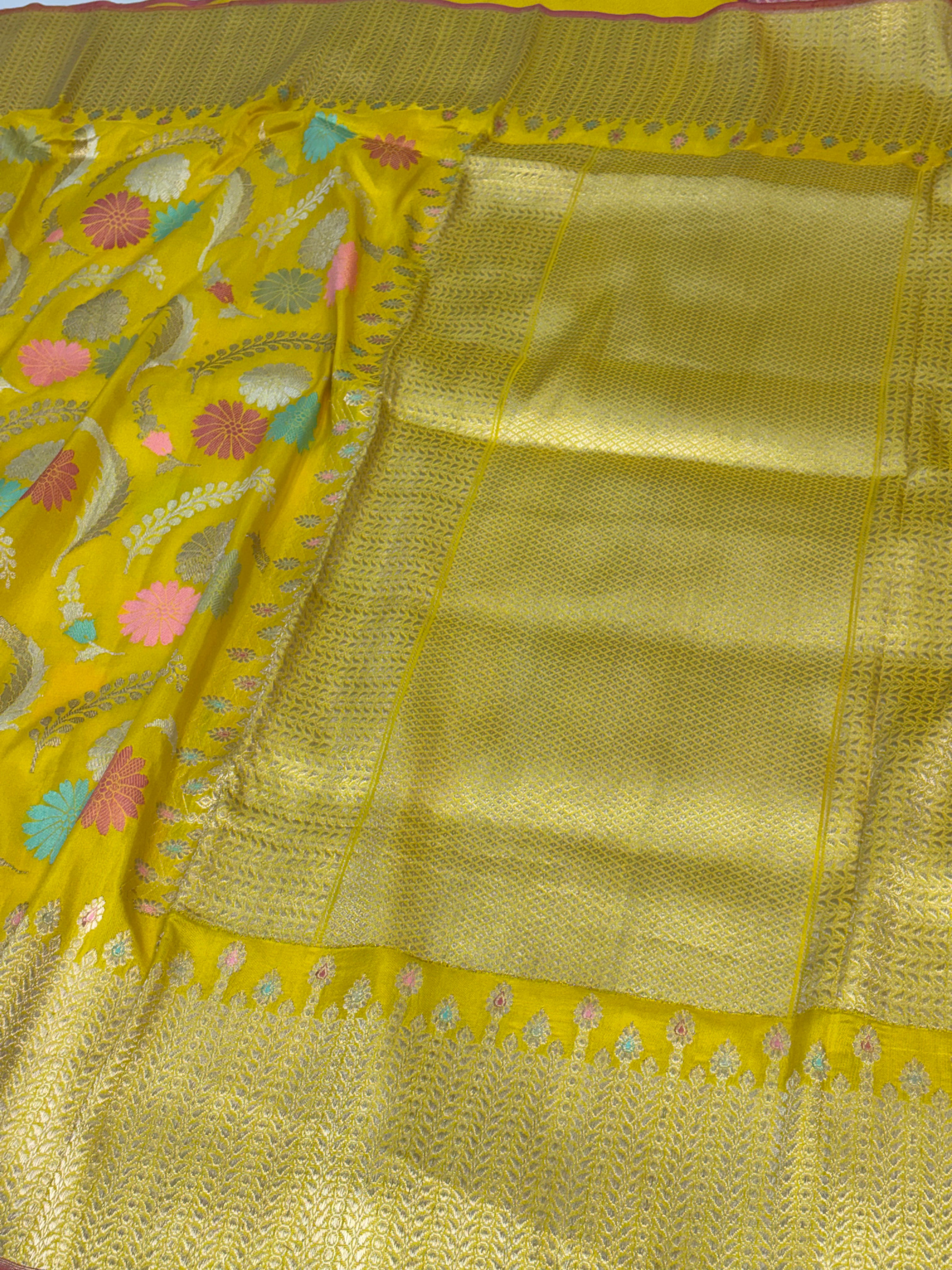 Yellow Traditional Banarasi Katan Silk Saree