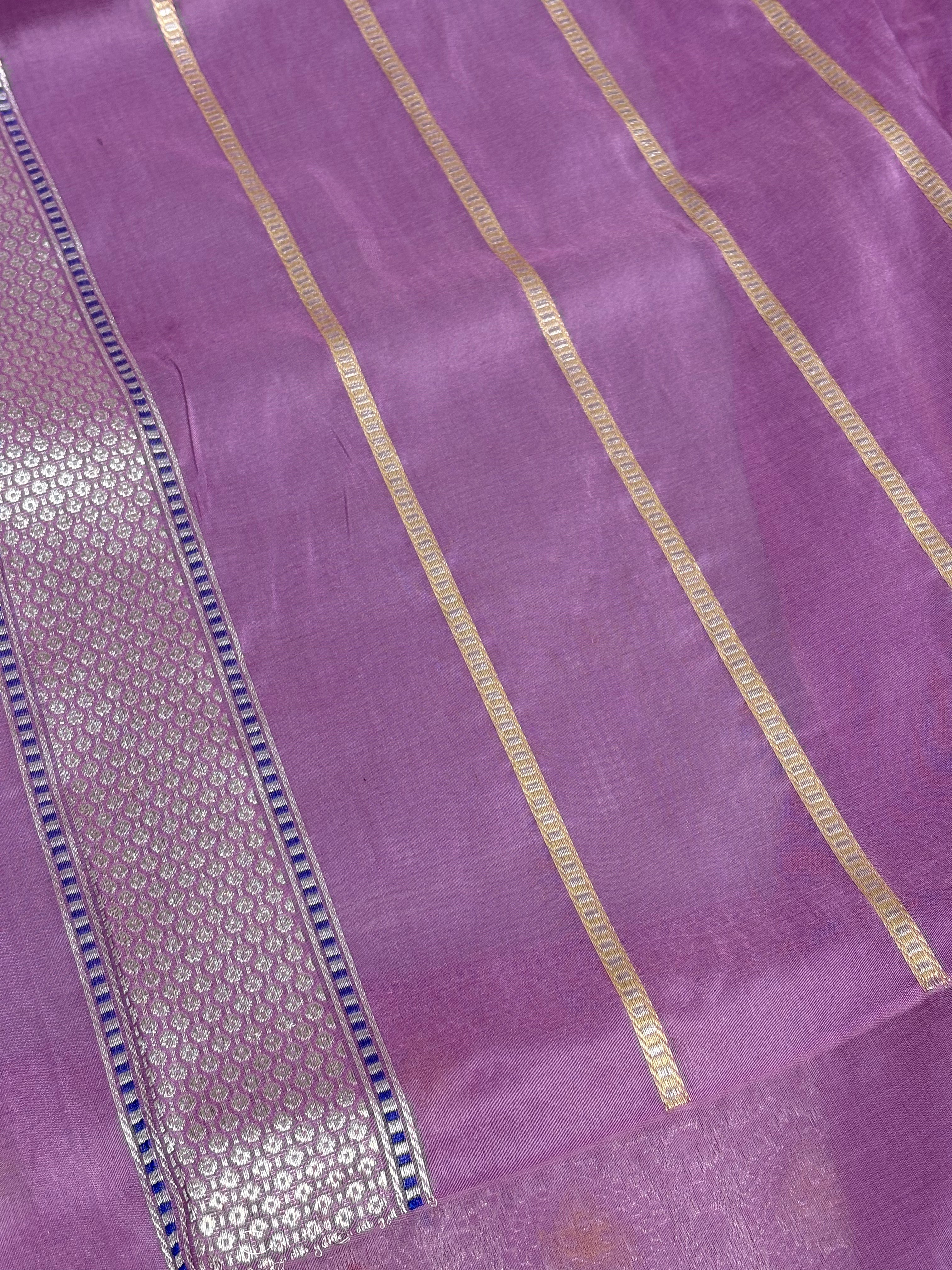 Sky Blue Tissue Kadhiyal Banarasi Saree with Meenakari Banarasi border