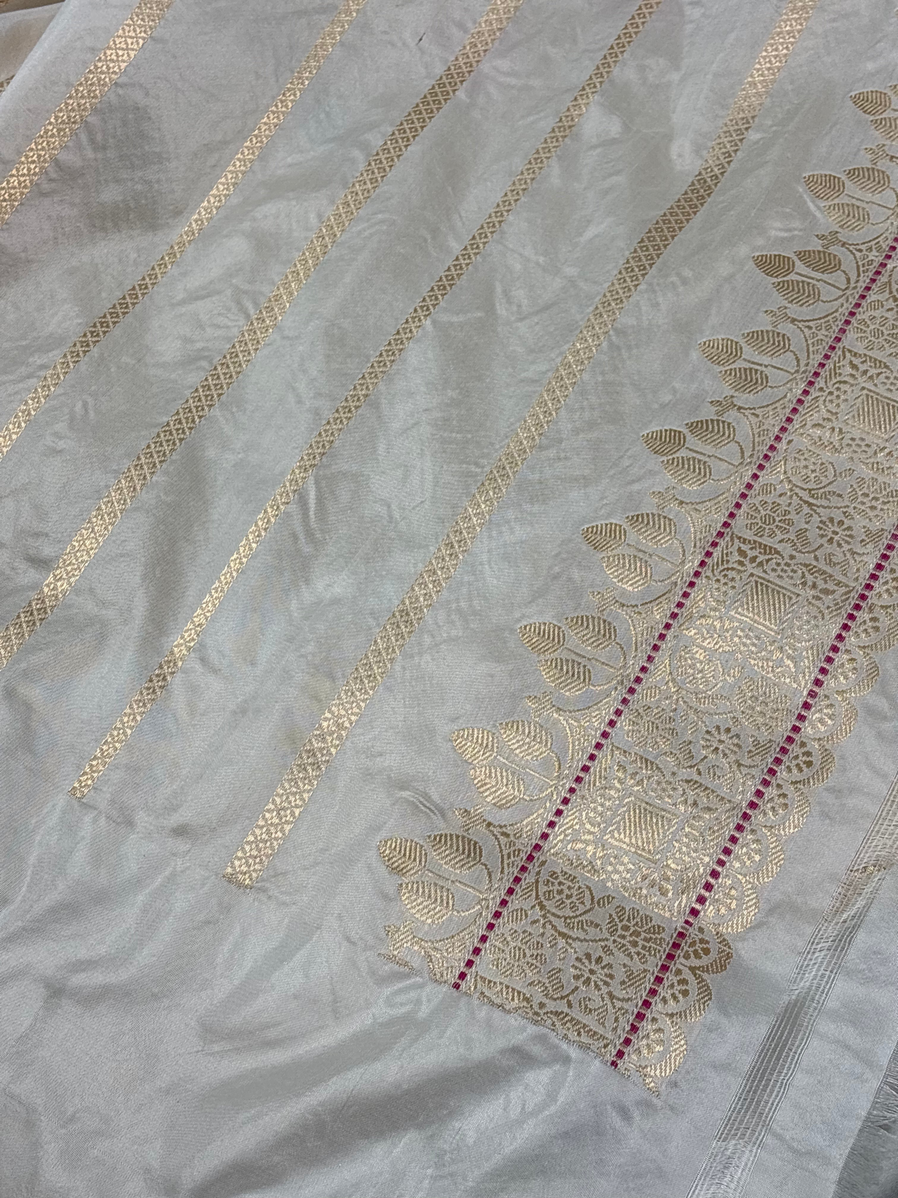 Modern Mustard Gold Handwoven Tissue Banarasi Saree