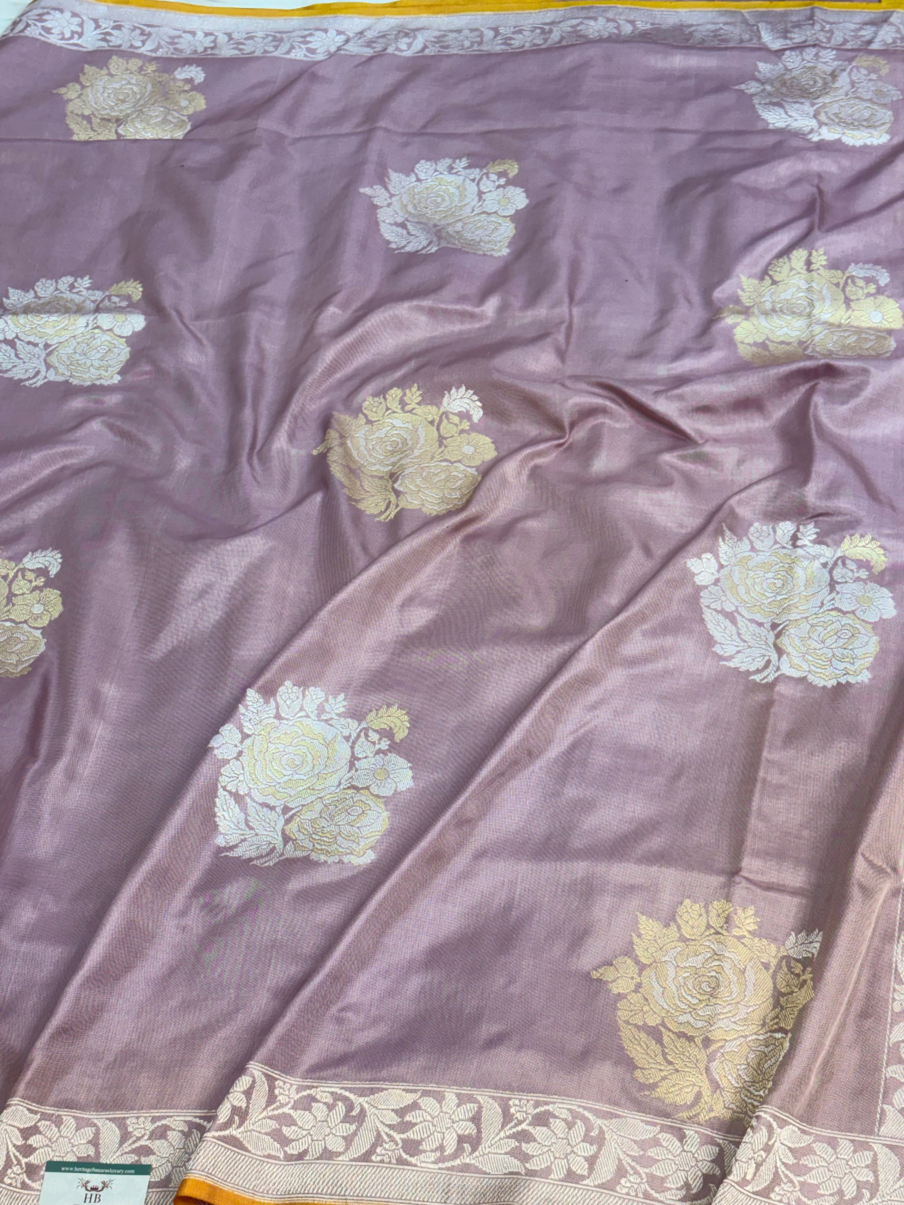Mauve Banarasi Ektara Pure Katan Silk Saree