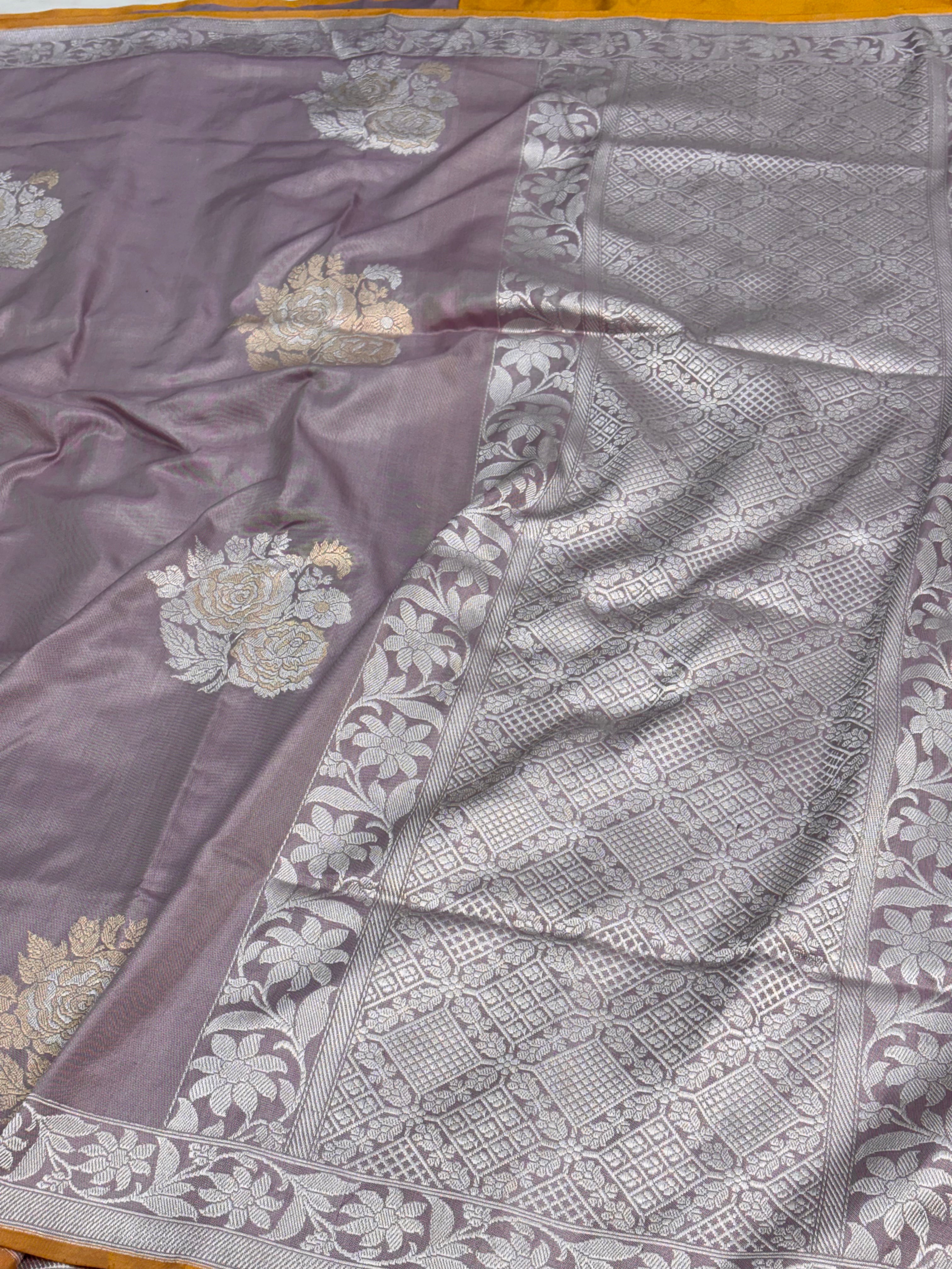 Mauve Banarasi Ektara Pure Katan Silk Saree