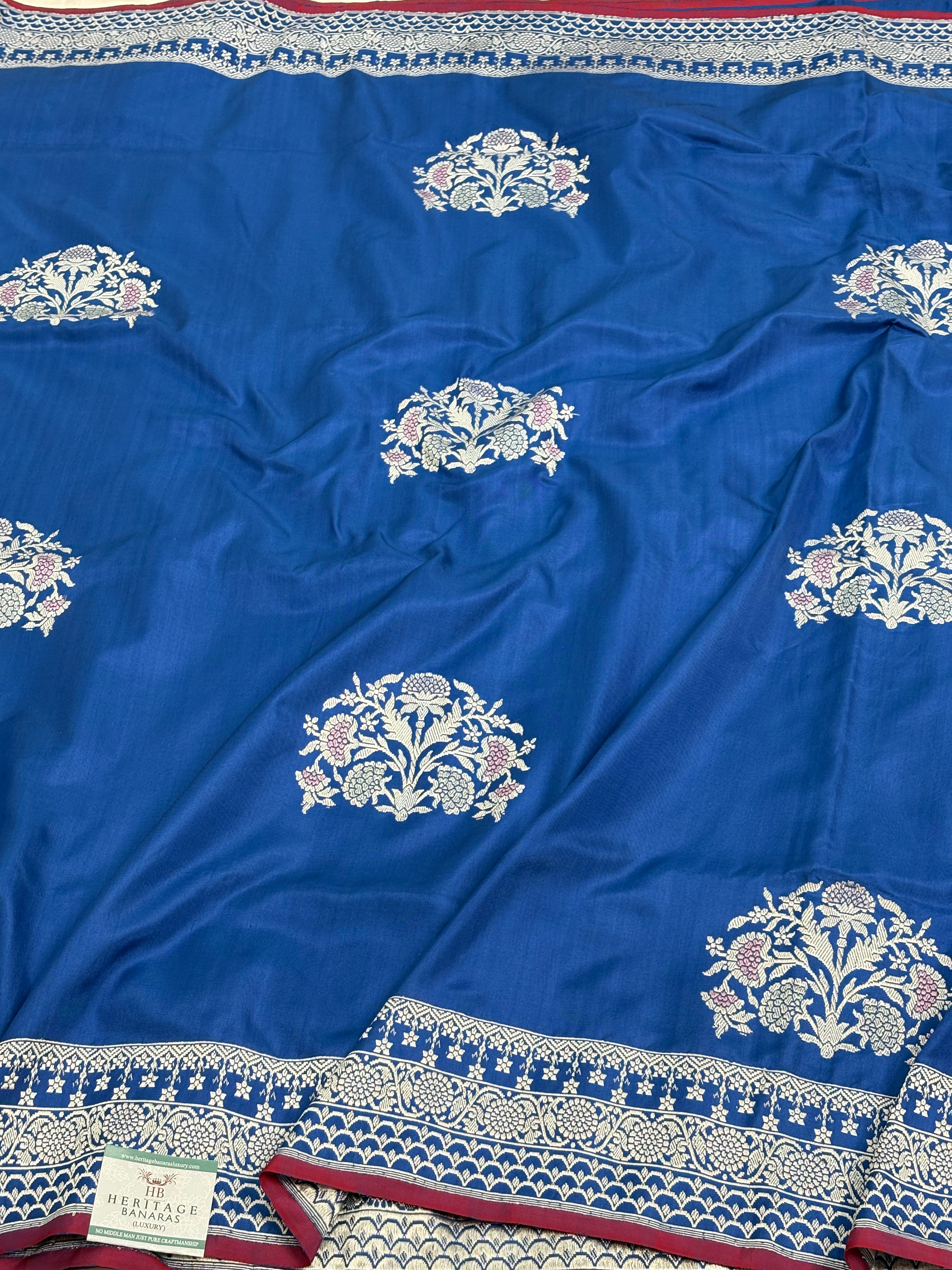 Royal Blue Banarasi Ektara Katan Silk Saree