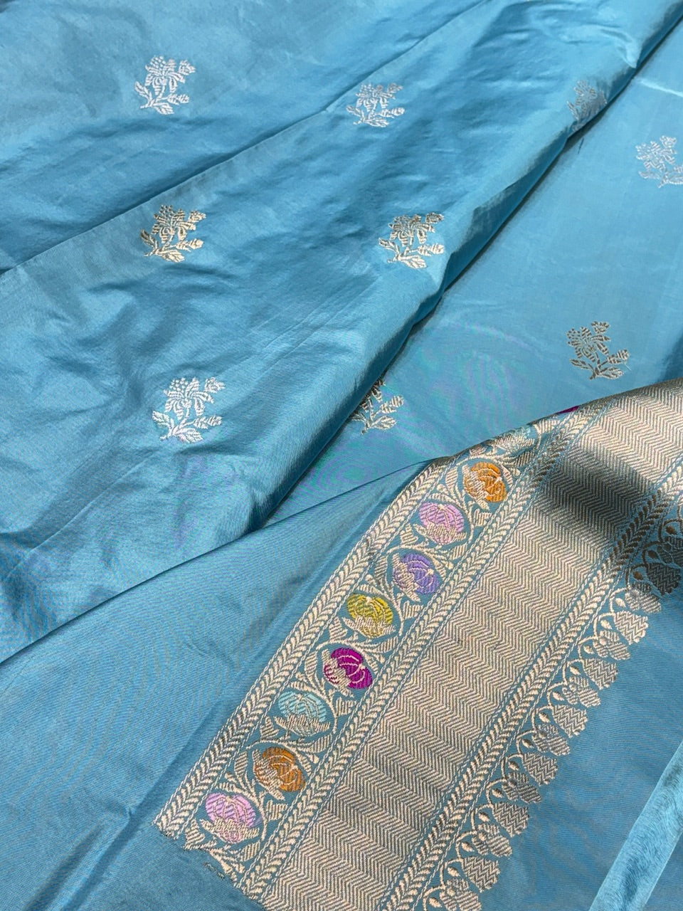 Blue Pure Banarasi Katan Silk Handloom Saree