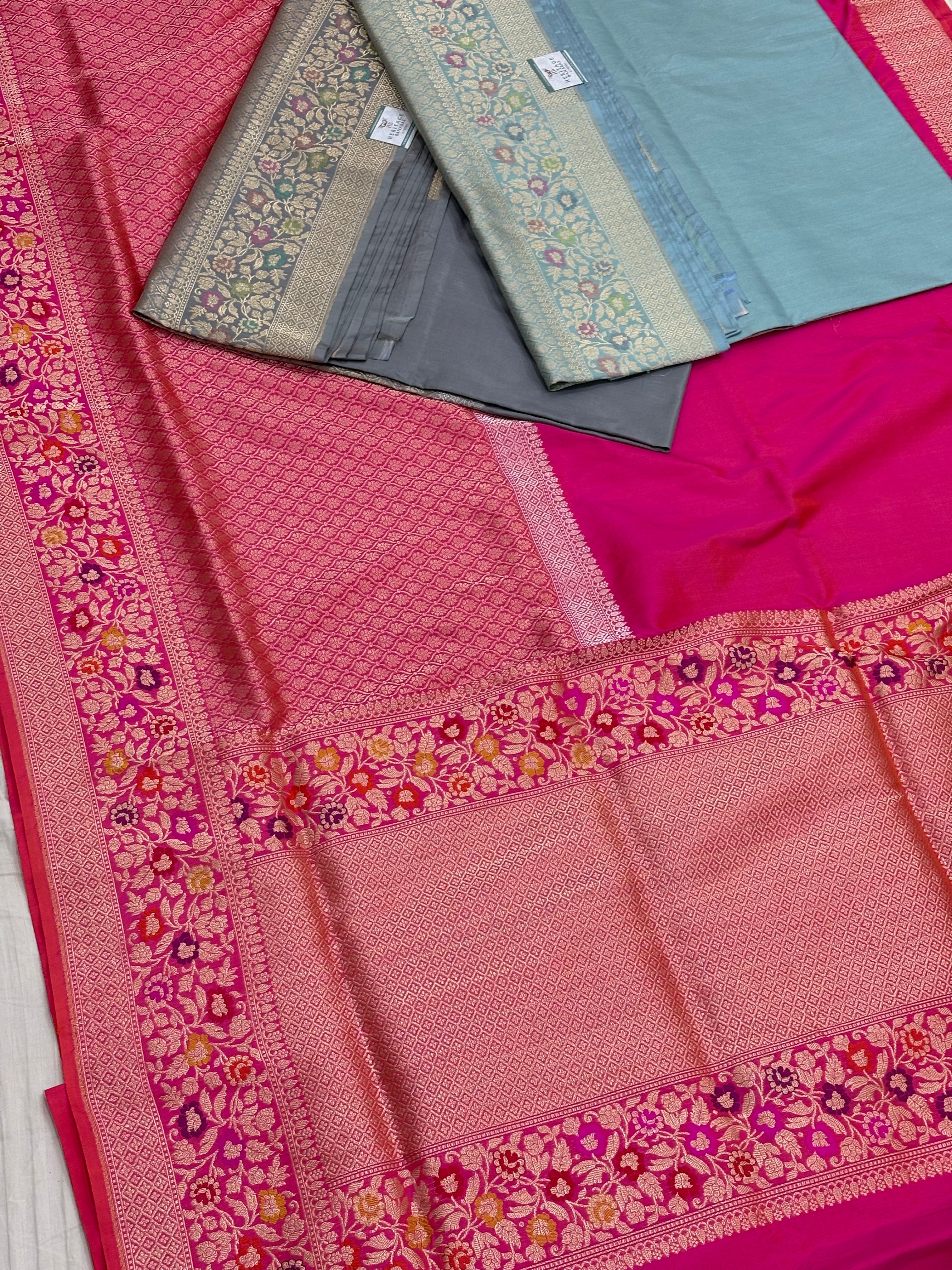 Rani Pink Banarasi Pure Katan Silk Handwoven Saree