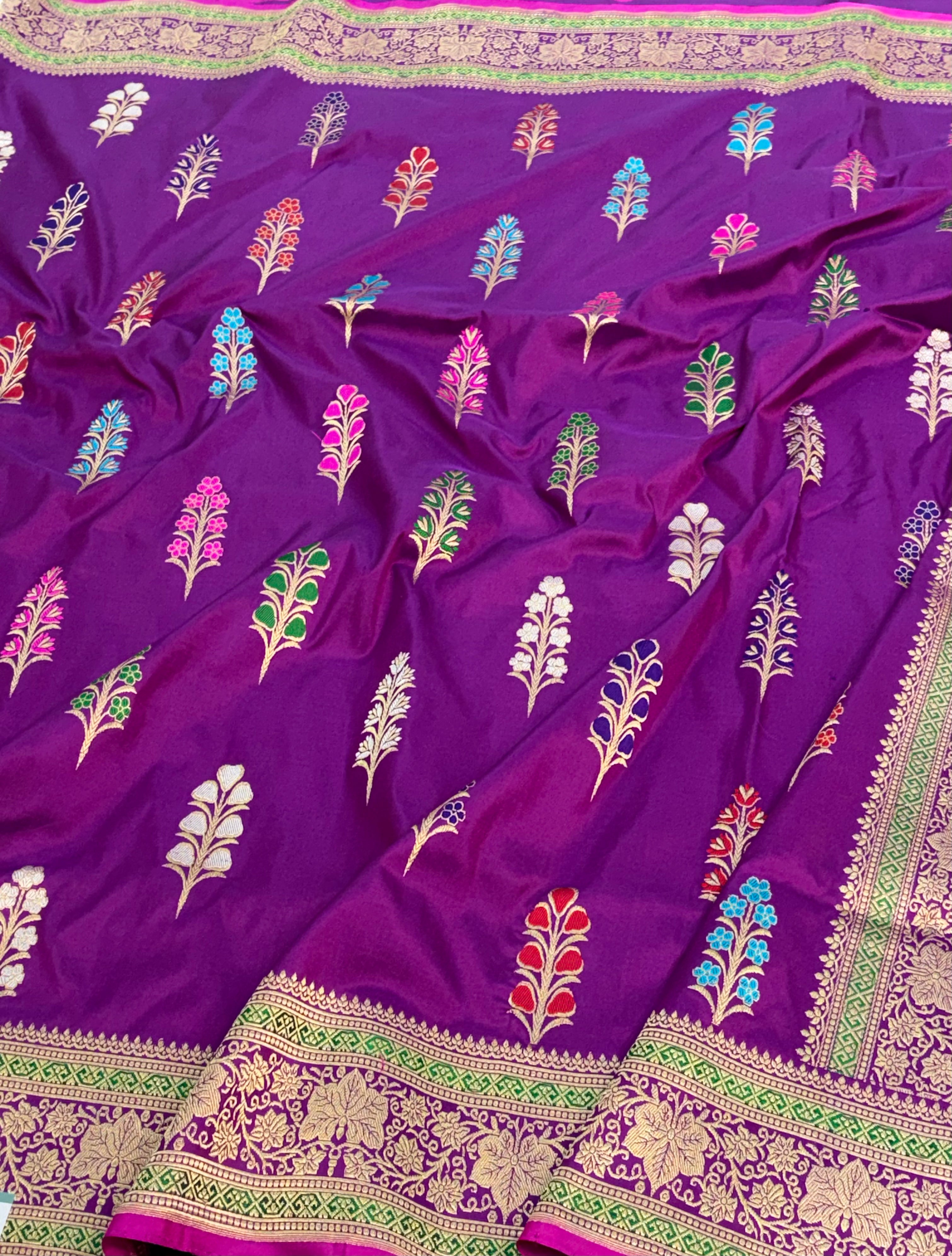 Purple Handwoven Banarasi Katan Silk Saree