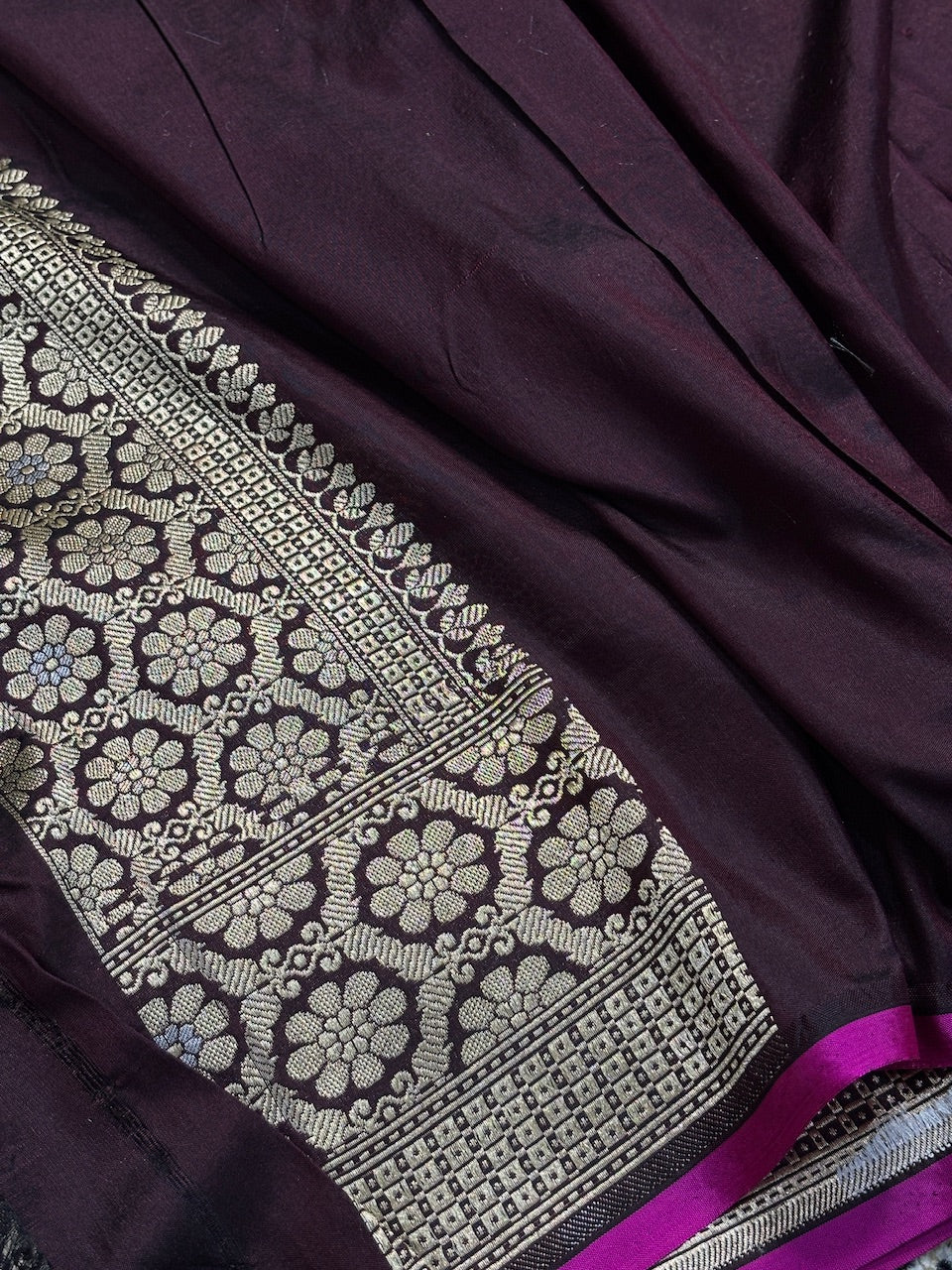Brown Pure Banarasi Sona Rupa Katan Silk Saree