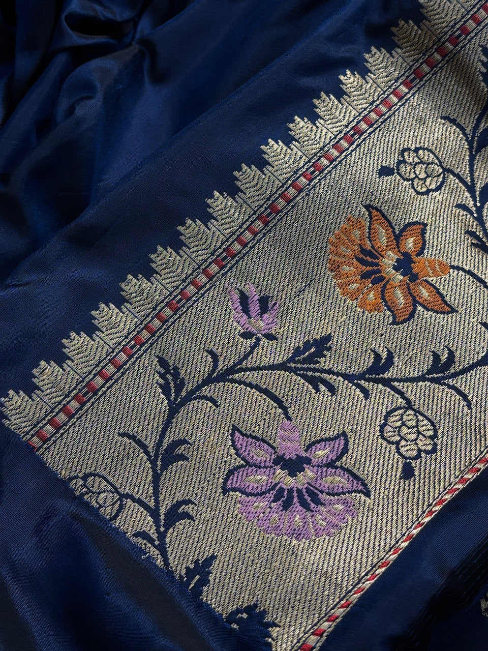Navy Blue Pure Banarasi Katan Silk Handloom Saree