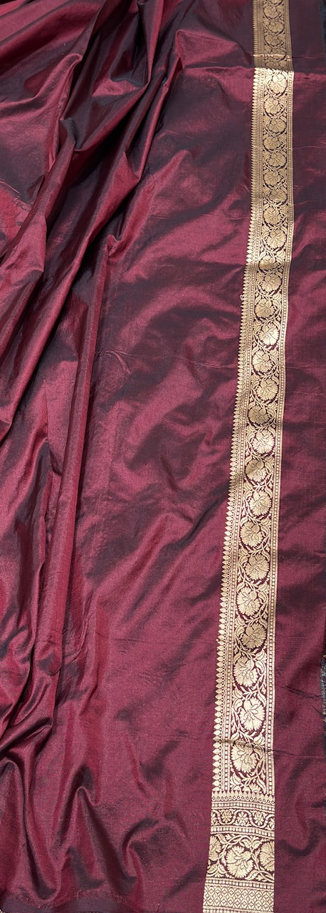 Wine Pure Banarasi Katan Silk Saree