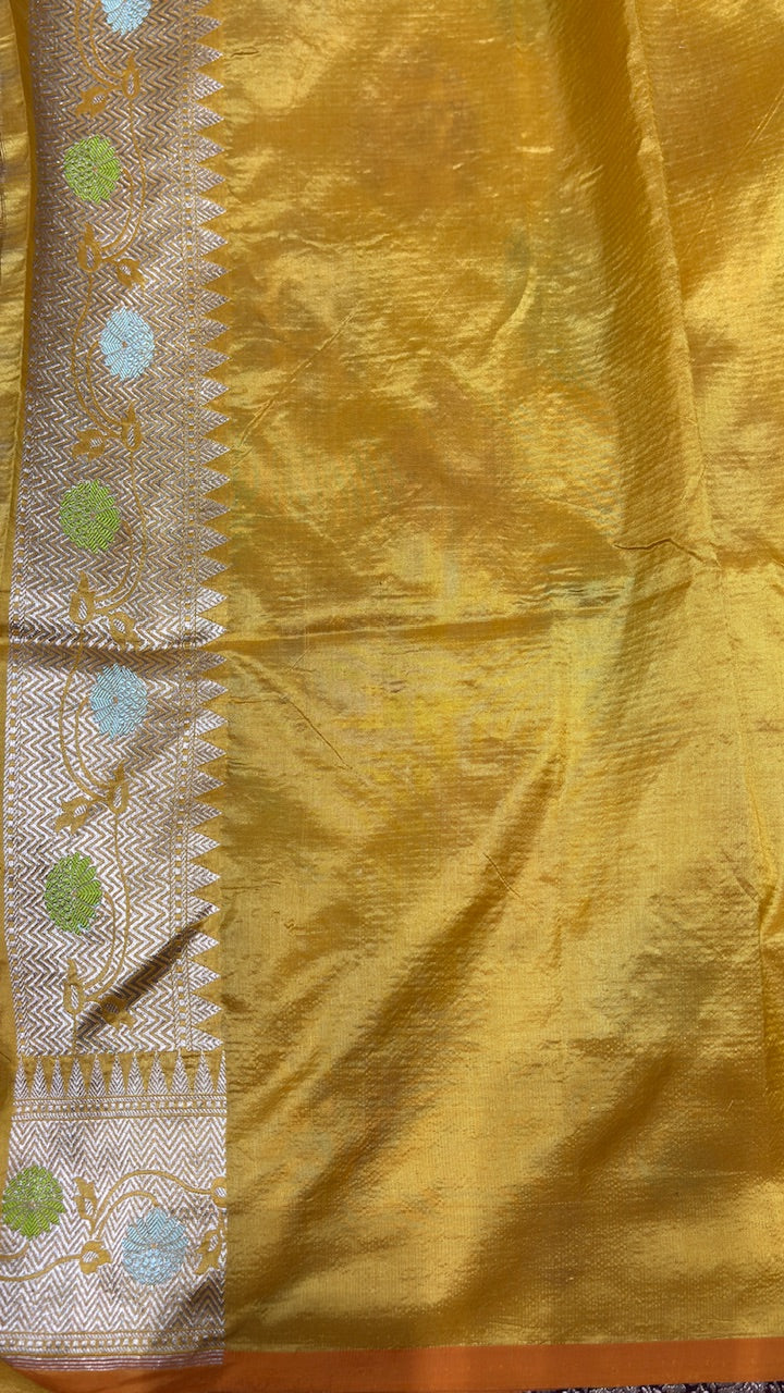 Yellow Pure Banarasi Katan Silk Saree