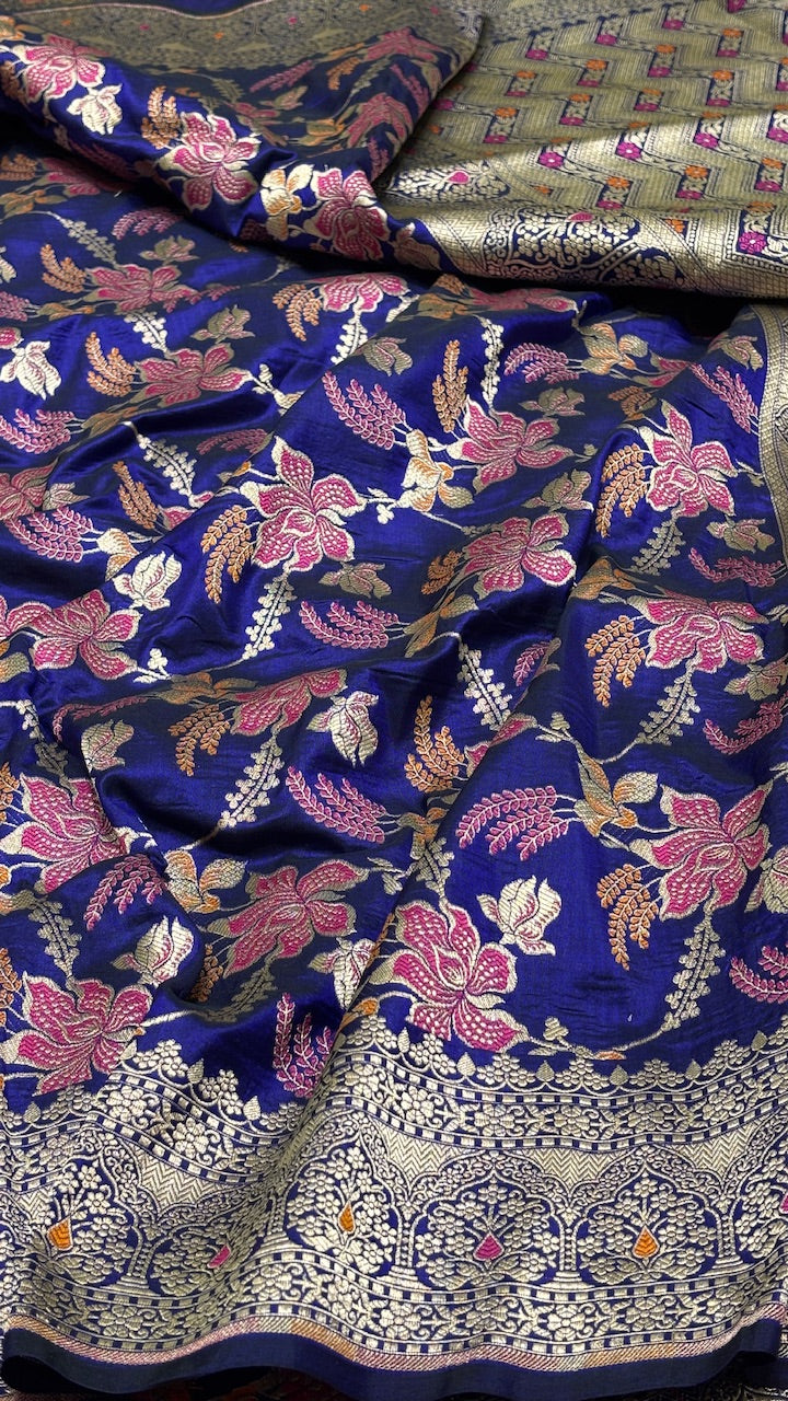 Royal Blue Pure Banarasi Katan Silk Saree