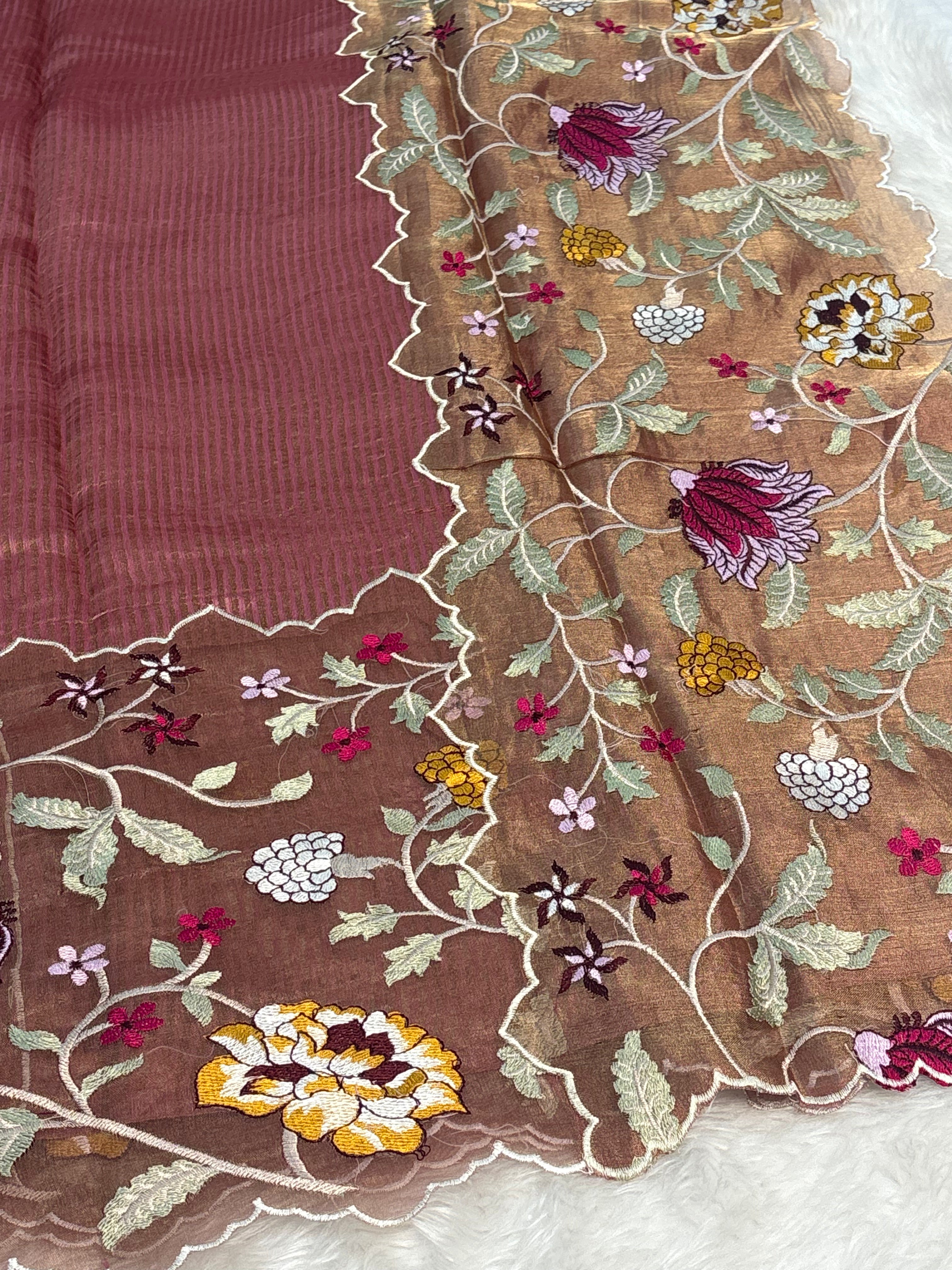 Pink Handloom Tissue Saree