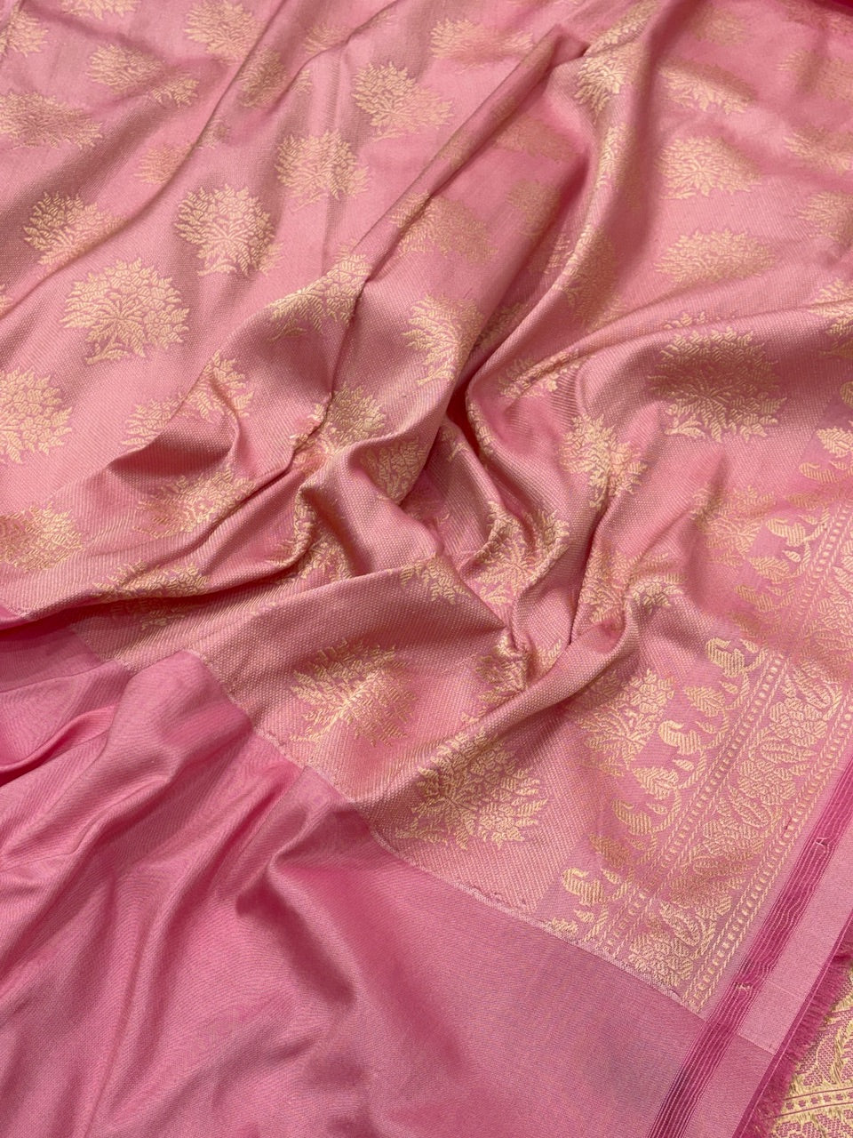 Baby Pink Pure Banarasi Ektara Silk Handwoven Saree
