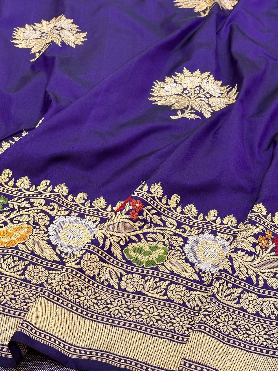 Purple Pure Banarasi Ektara Silk Handwoven Saree