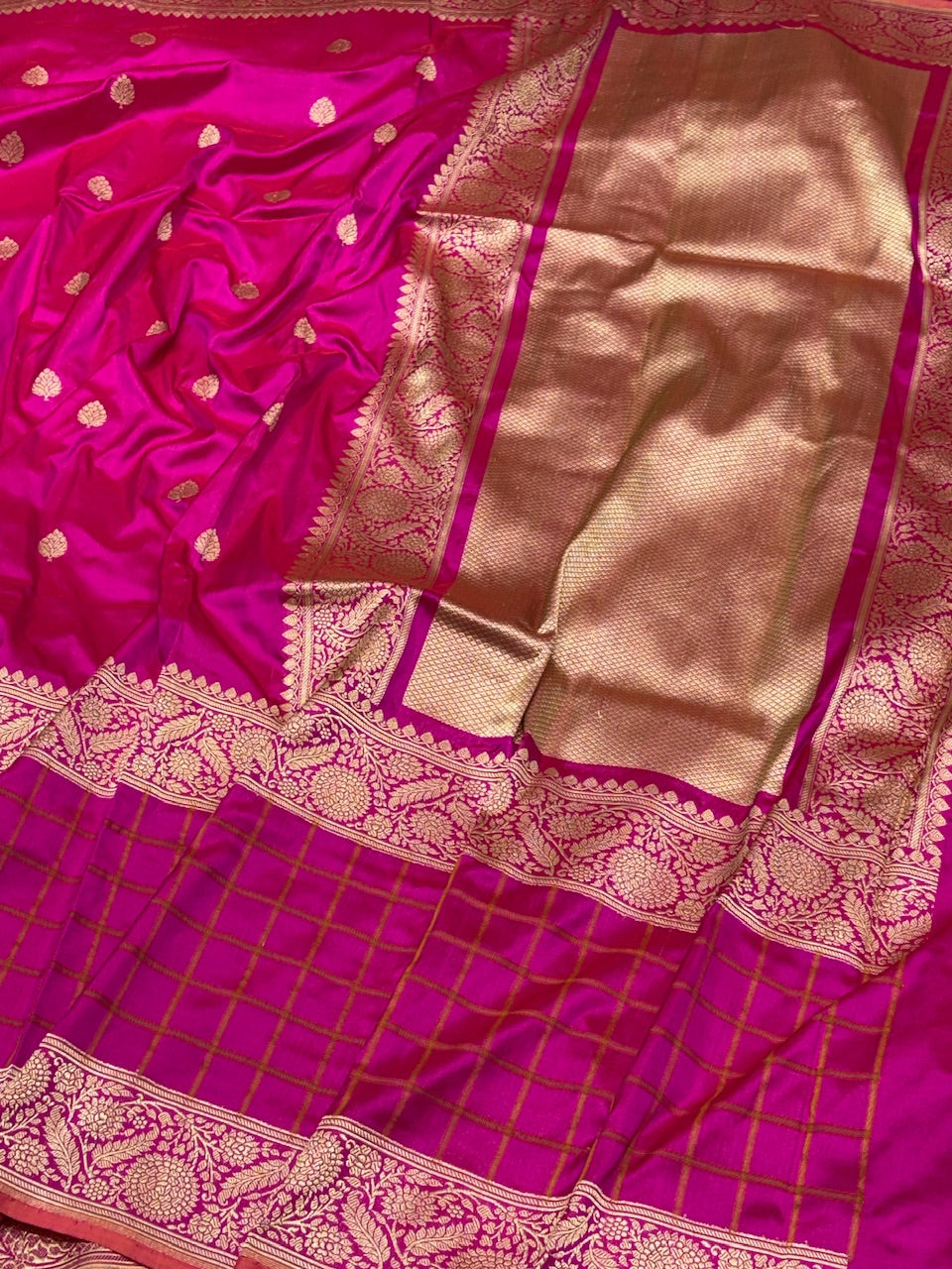 Rani Pink Banarasi Pure Katan Silk Handwoven Saree